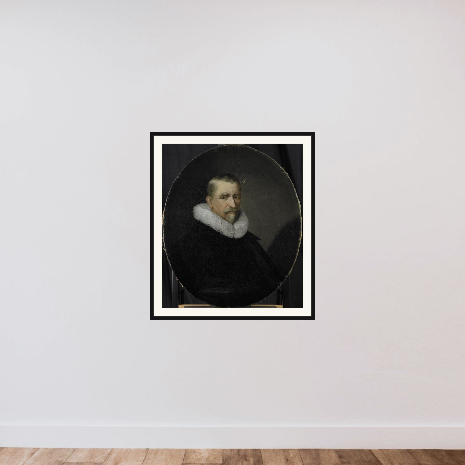 Portrait of Cornelis Jansz Hartigsvelt, Director of the Rotterdam Chamber of the Dutch East India Company, elected 1639 framed — shown to scale