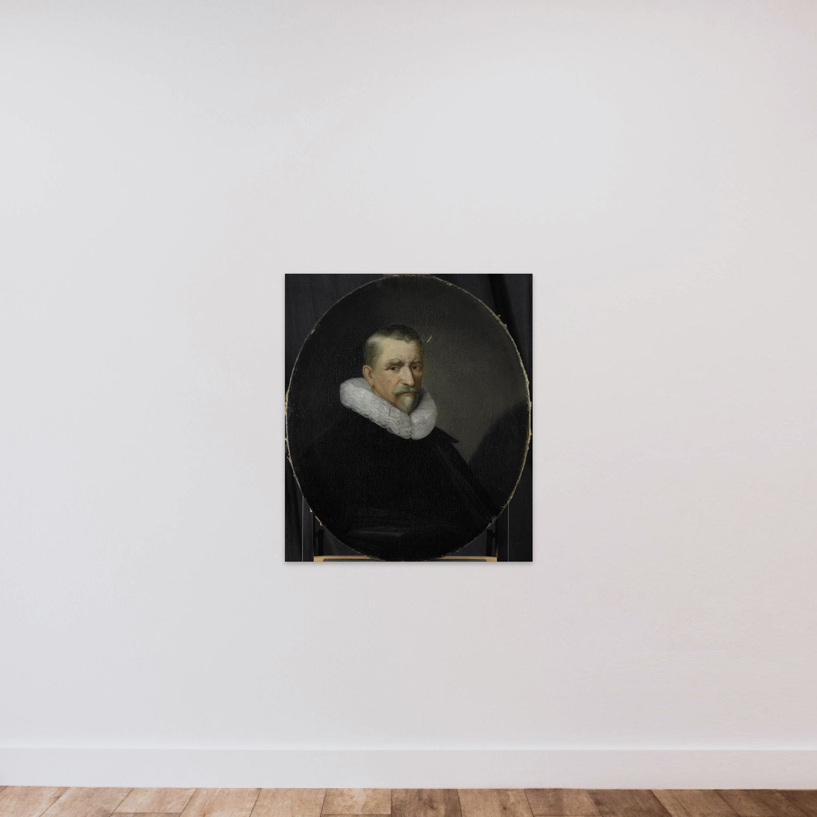 Portrait of Cornelis Jansz Hartigsvelt, Director of the Rotterdam Chamber of the Dutch East India Company, elected 1639 unframed — shown to scale