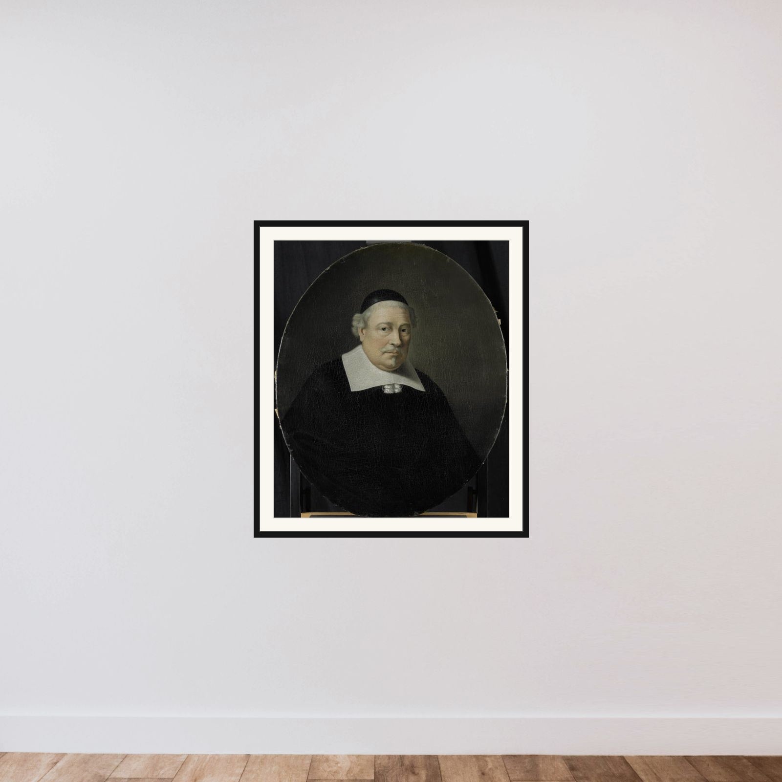 Portrait of Cornelis de Koningh, Director of the Rotterdam Chamber of the Dutch East India Company, elected 1649 framed — shown to scale