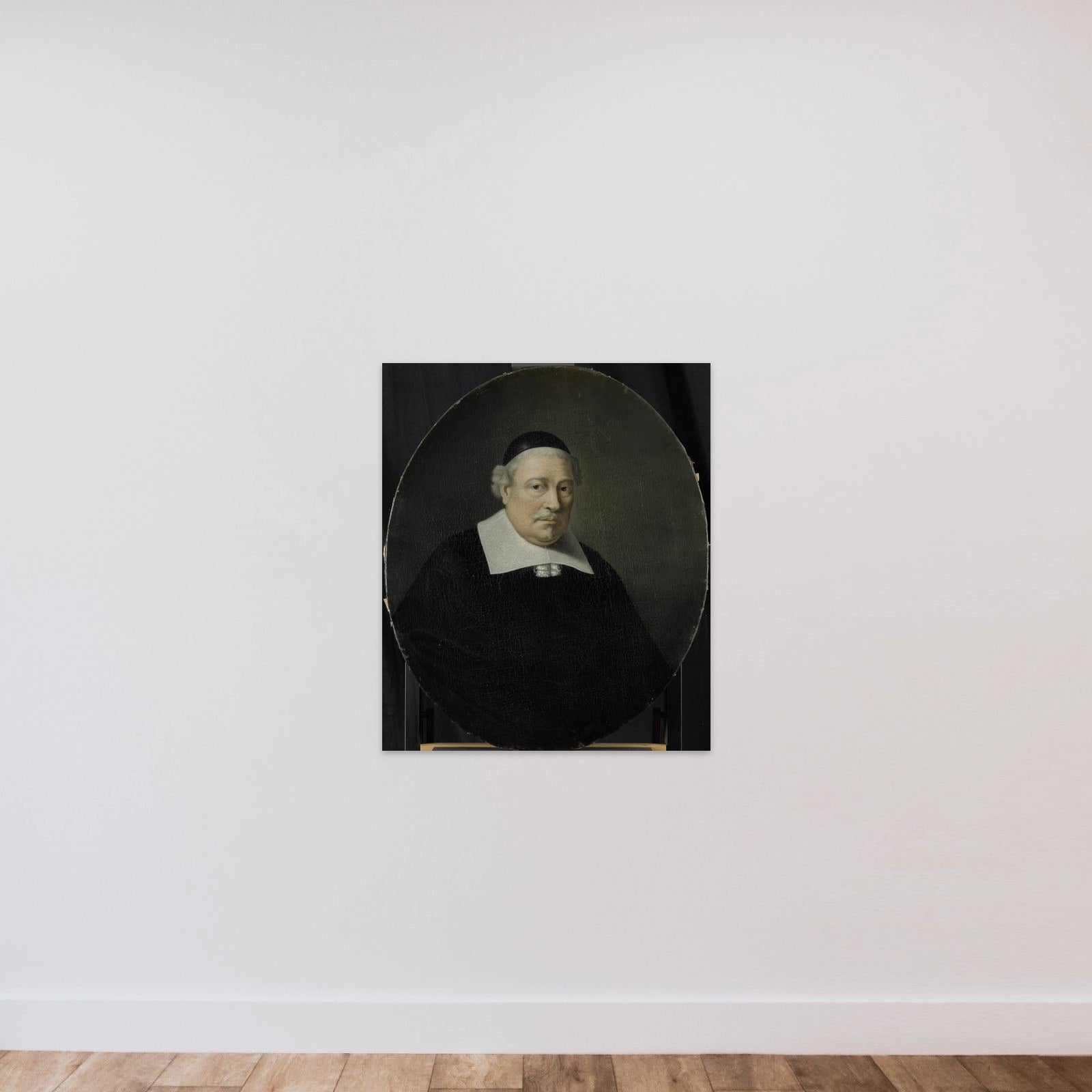 Portrait of Cornelis de Koningh, Director of the Rotterdam Chamber of the Dutch East India Company, elected 1649 unframed — shown to scale