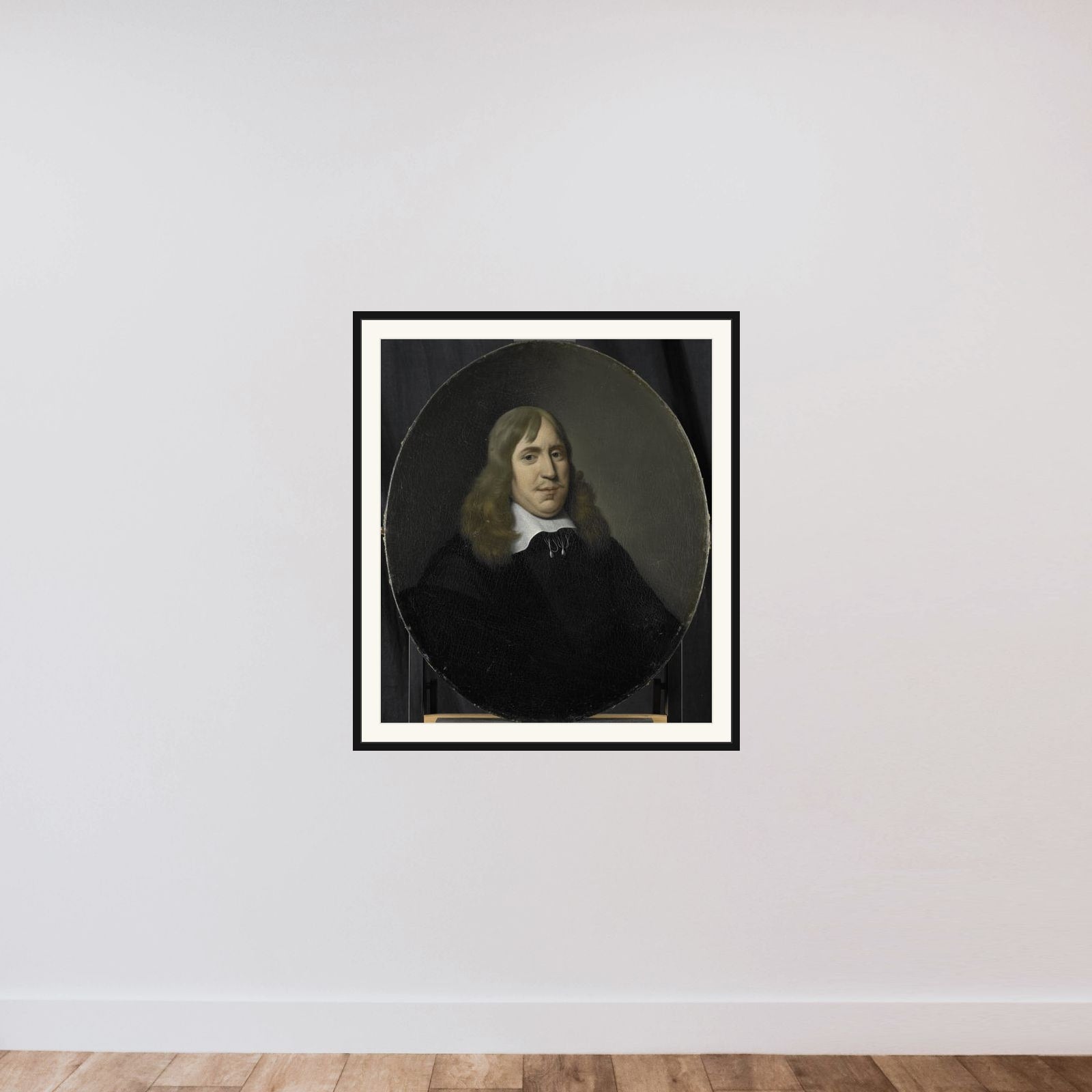 Portrait of Willem Hartigsvelt, Director of the Rotterdam Chamber of the Dutch East India Company, elected 1657 framed — shown to scale