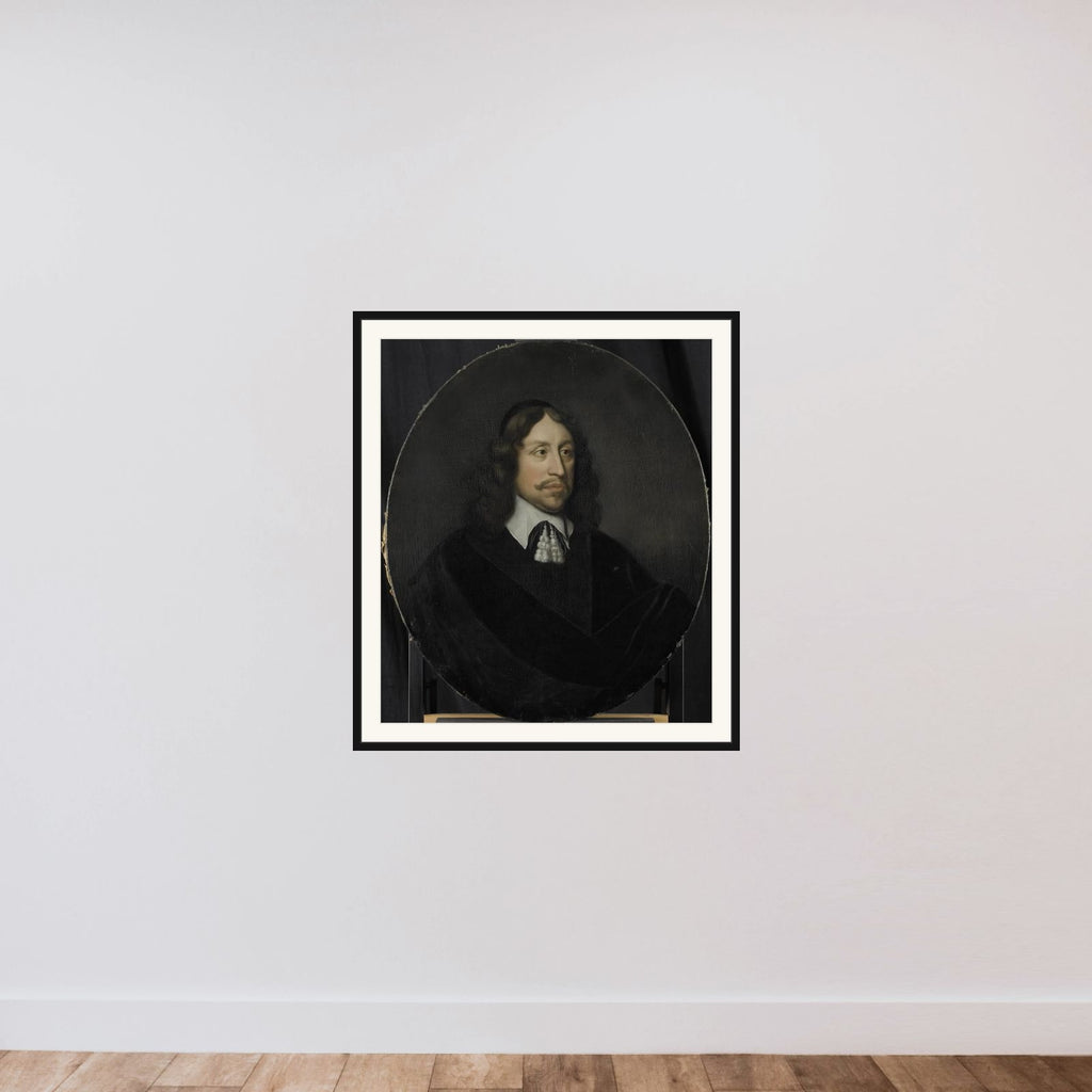 Portrait of Johan de Vries, Director of the Rotterdam Chamber of the Dutch East India Company, elected 1667 framed — shown to scale
