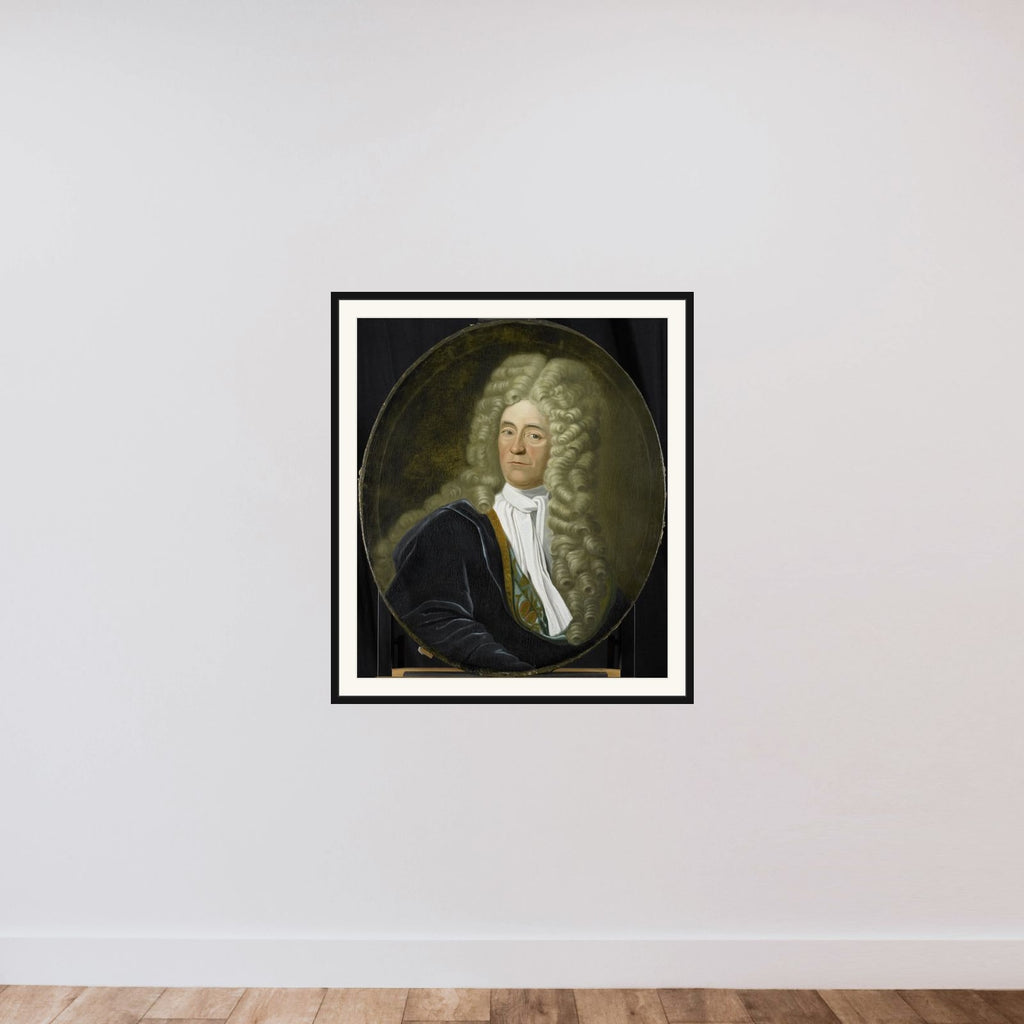 Portrait of Willem van Hogendorp, Director of the Rotterdam Chamber of the Dutch East India Company, elected 1692 framed — shown to scale