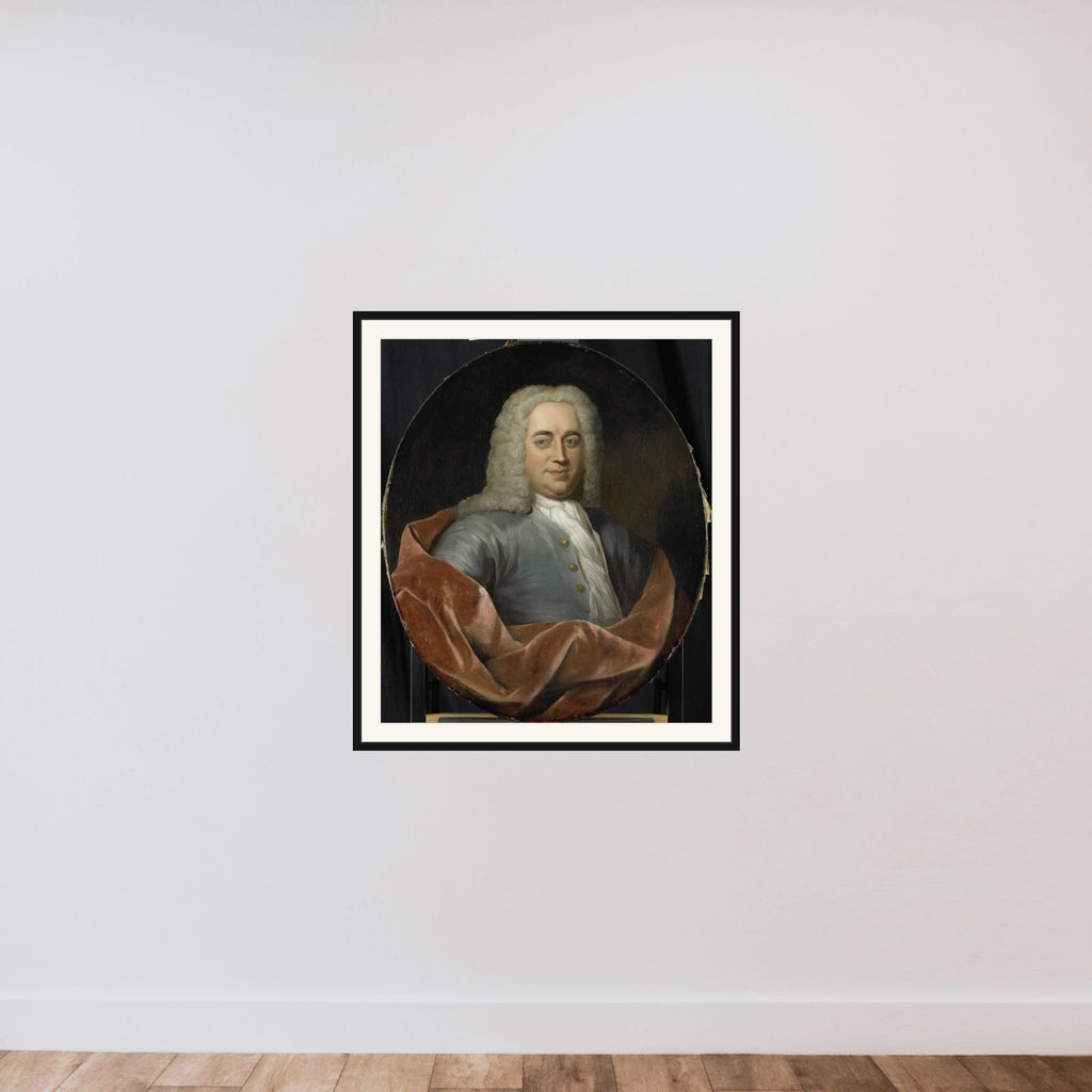 Portrait of Walter Senserff, Director of the Rotterdam Chamber of the Dutch East India Company, elected 1731 framed — shown to scale