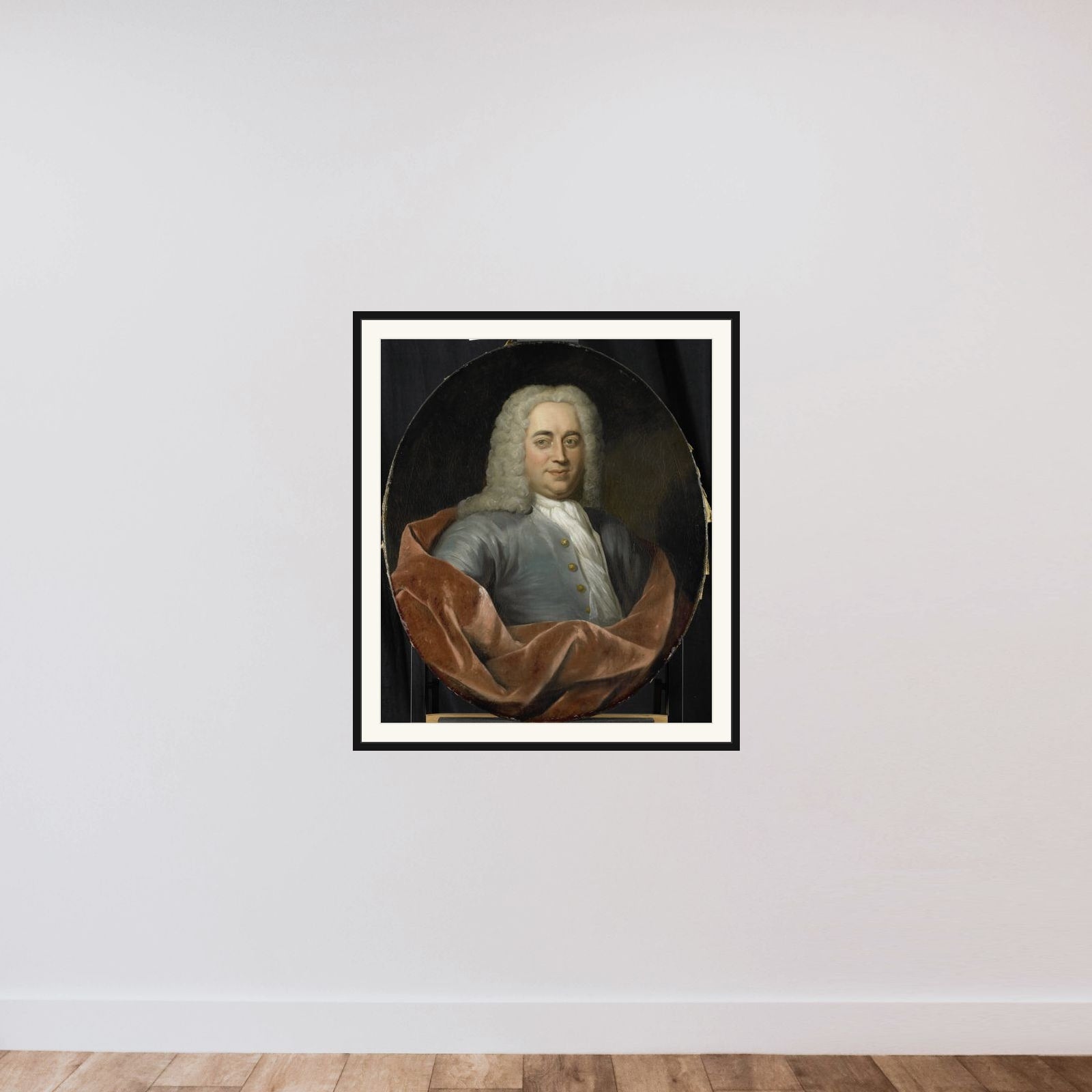 Portrait of Walter Senserff, Director of the Rotterdam Chamber of the Dutch East India Company, elected 1731 framed — shown to scale