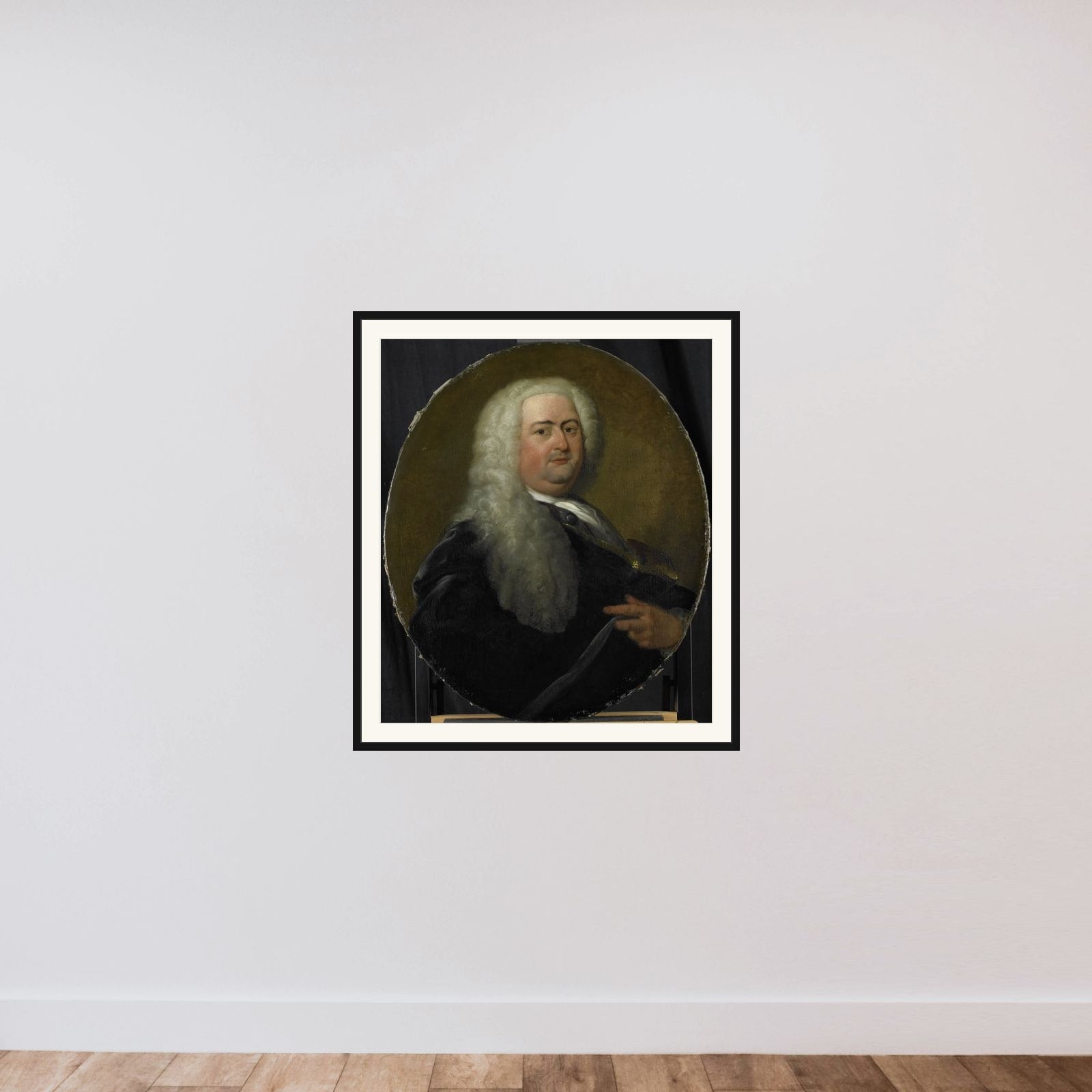 Portrait of Adriaen Paets, Director of the Rotterdam Chamber of the Dutch East India Company, elected 1734 framed — shown to scale