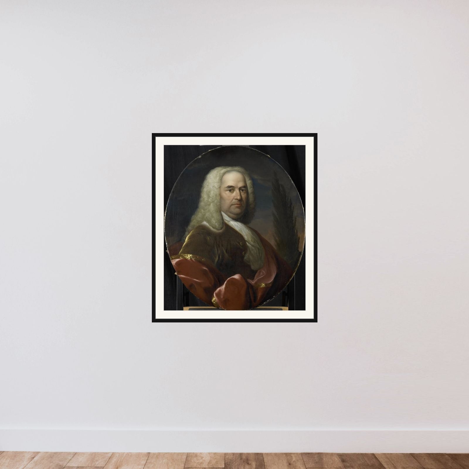 Portrait of Hugo du Bois, Director of the Rotterdam Chamber of the Dutch East India Company, elected 1734 framed — shown to scale