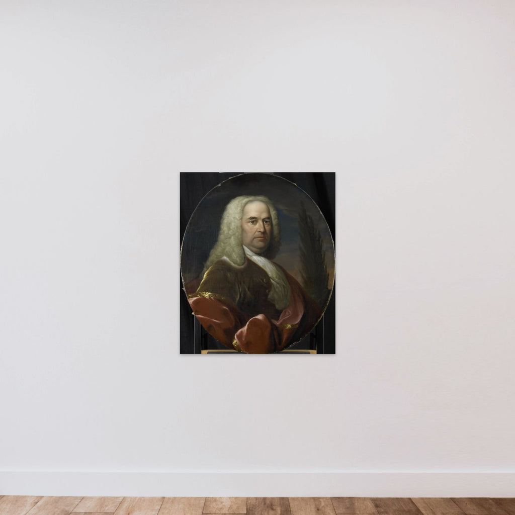 Portrait of Hugo du Bois, Director of the Rotterdam Chamber of the Dutch East India Company, elected 1734 unframed — shown to scale