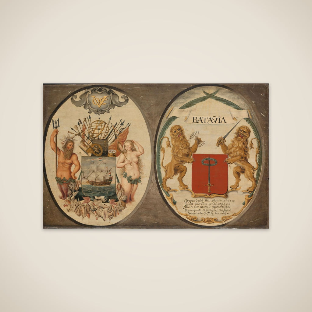 The Arms of the Dutch East India Company and of the Town of Batavia unframed print