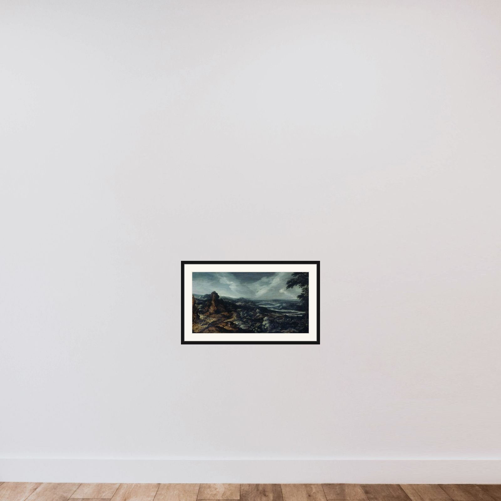 Panoramic Landscape with Tobias and the Angel framed — shown to scale