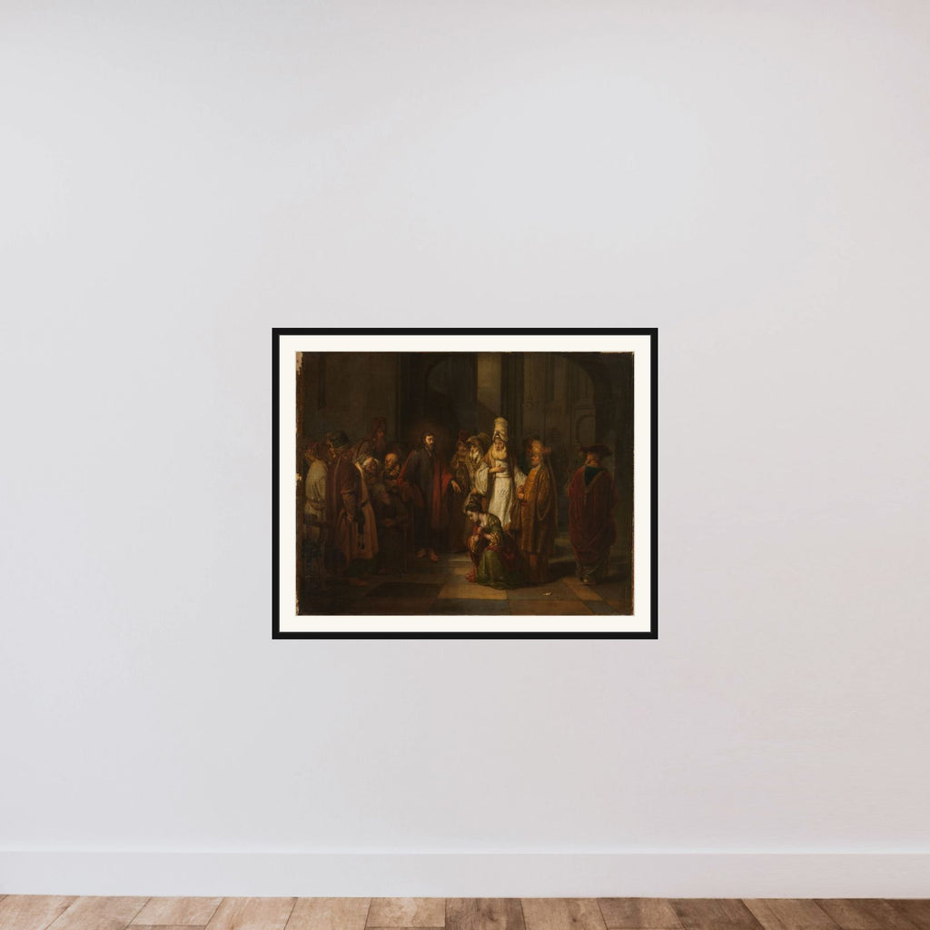 Christ and the Woman in Adultery framed — shown to scale