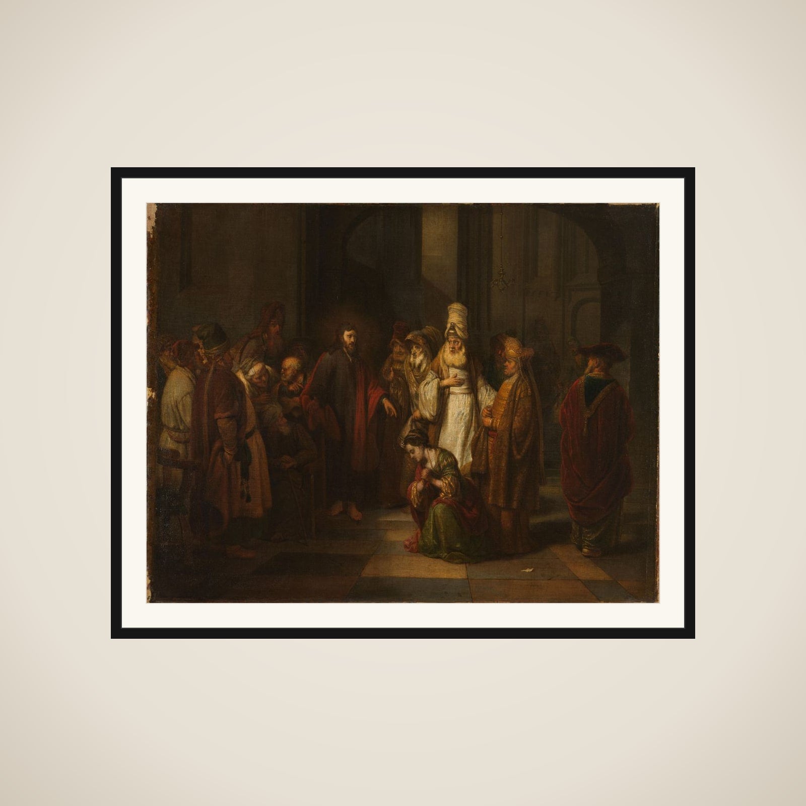 Christ and the Woman in Adultery framed