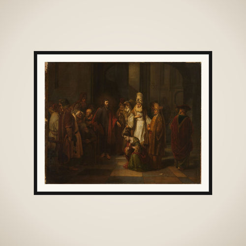 Christ and the Woman in Adultery framed