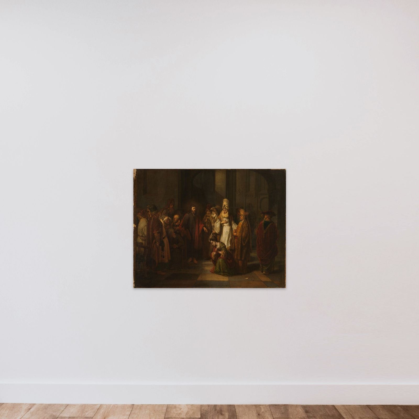 Christ and the Woman in Adultery unframed — shown to scale