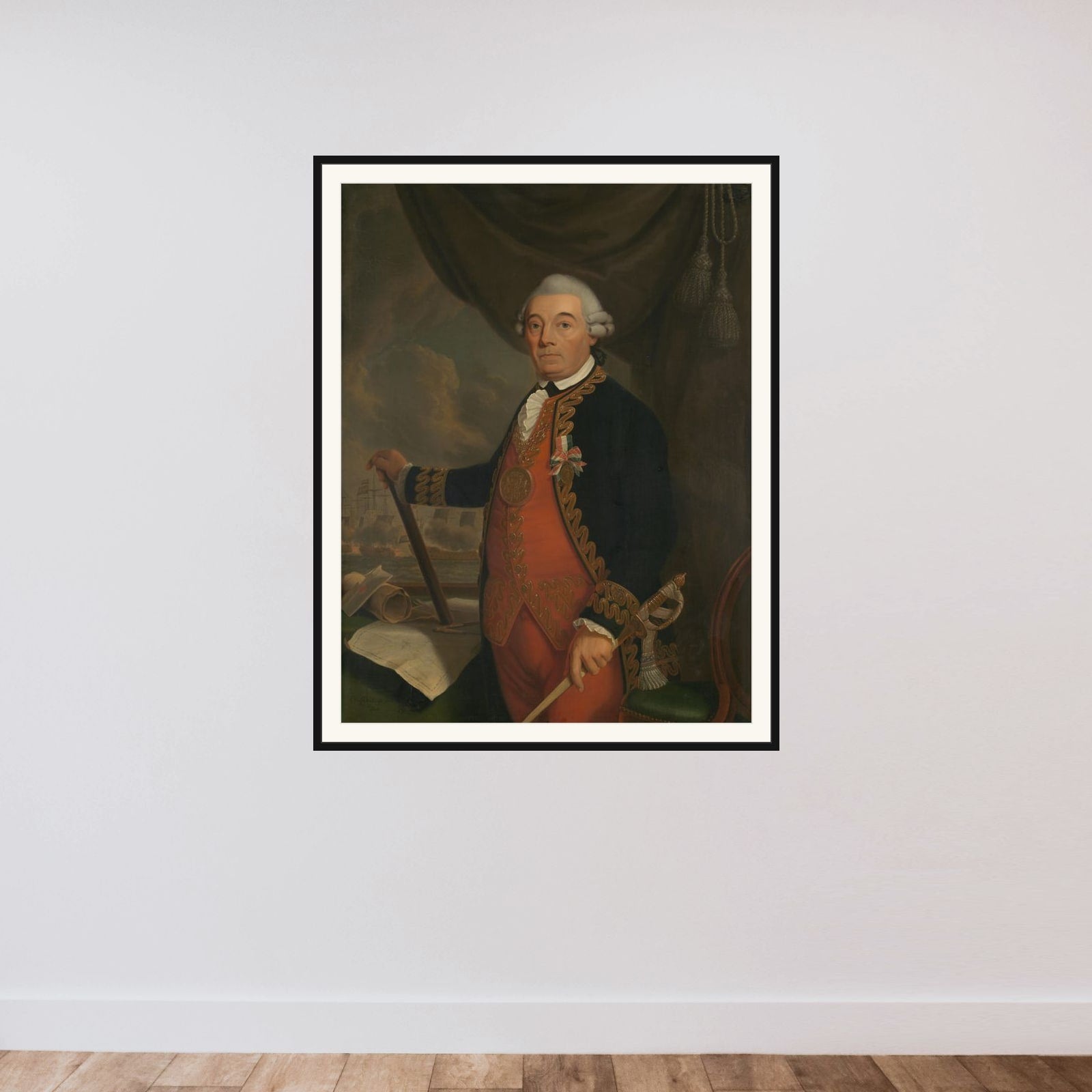Johan Arnold Zoutman (1724-93), Vice Admiral framed — shown to scale