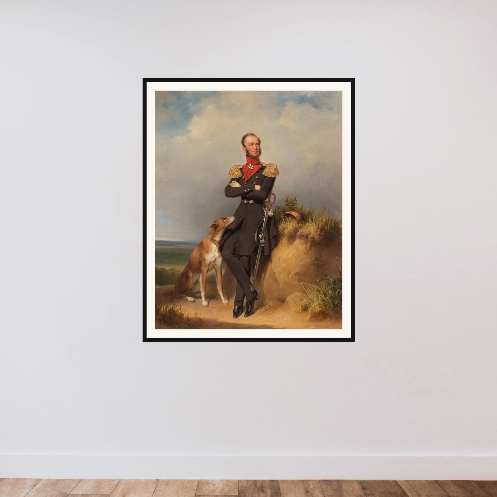 Portrait of William II, King of the Netherlands framed — shown to scale