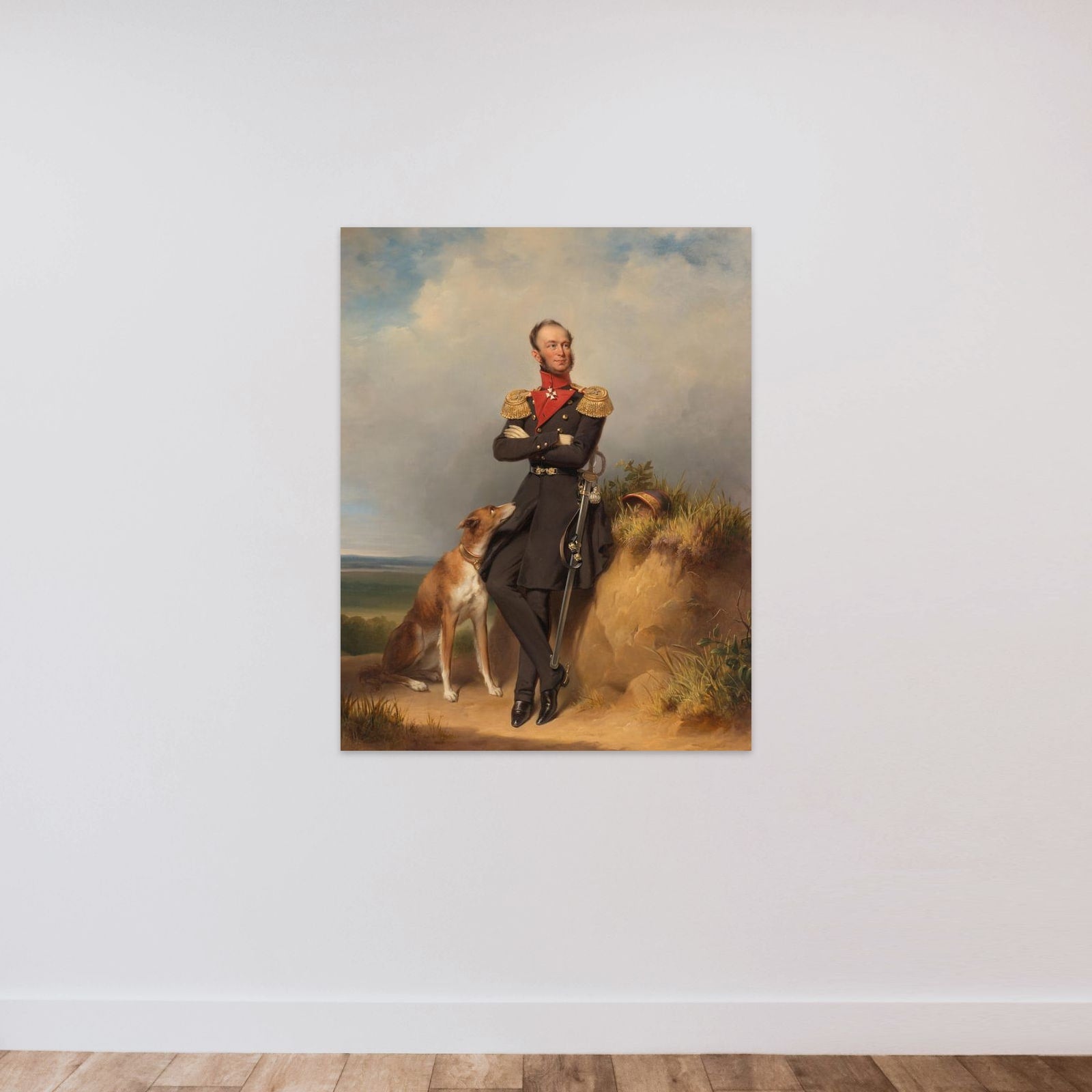 Portrait of William II, King of the Netherlands unframed — shown to scale