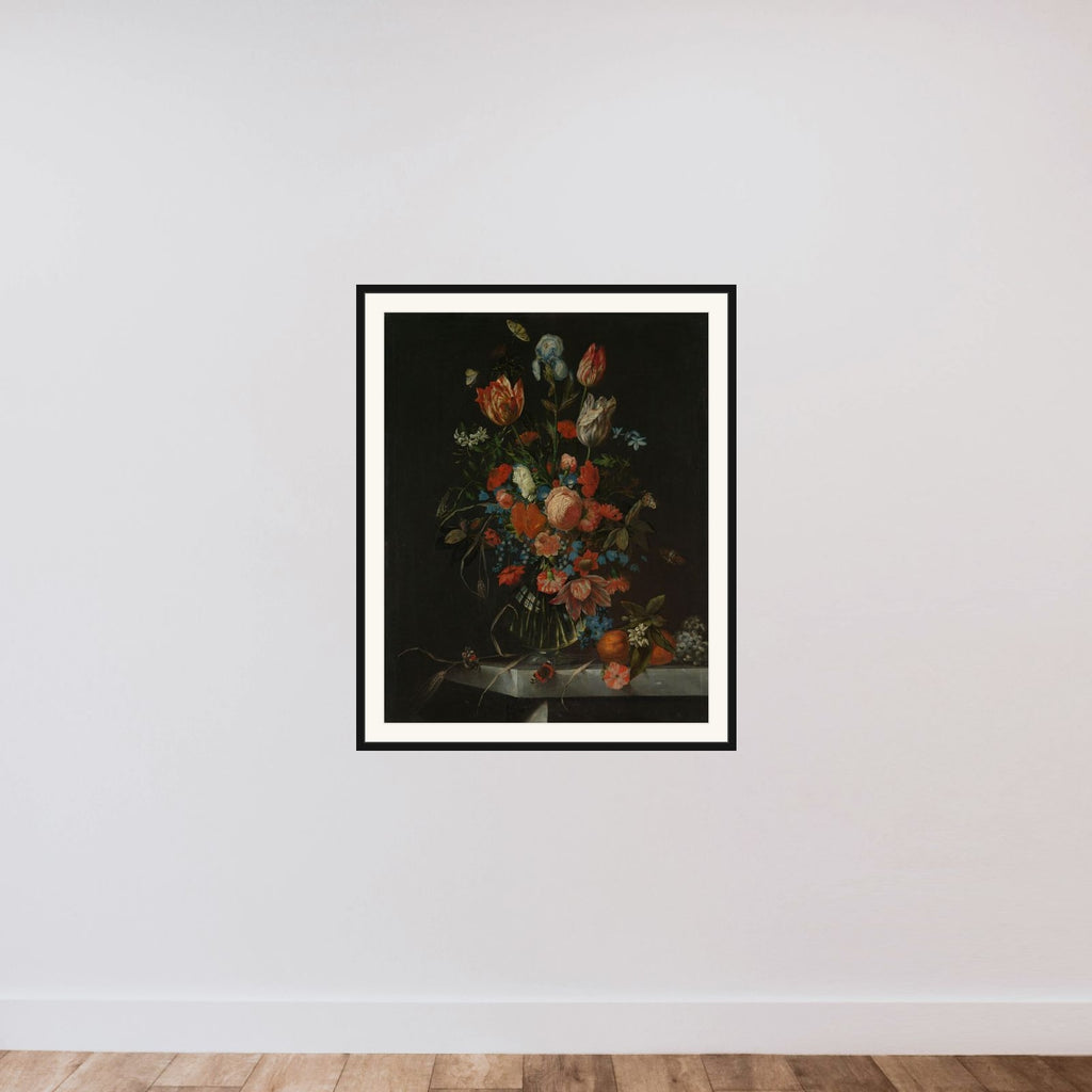 Still Life with Flowers framed — shown to scale