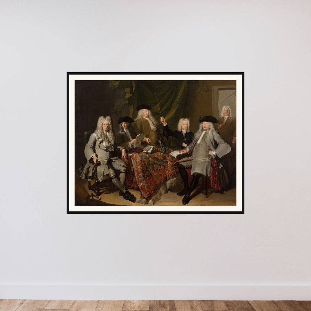 Portrait of the Inspectors of the Collegium Medicum framed — shown to scale