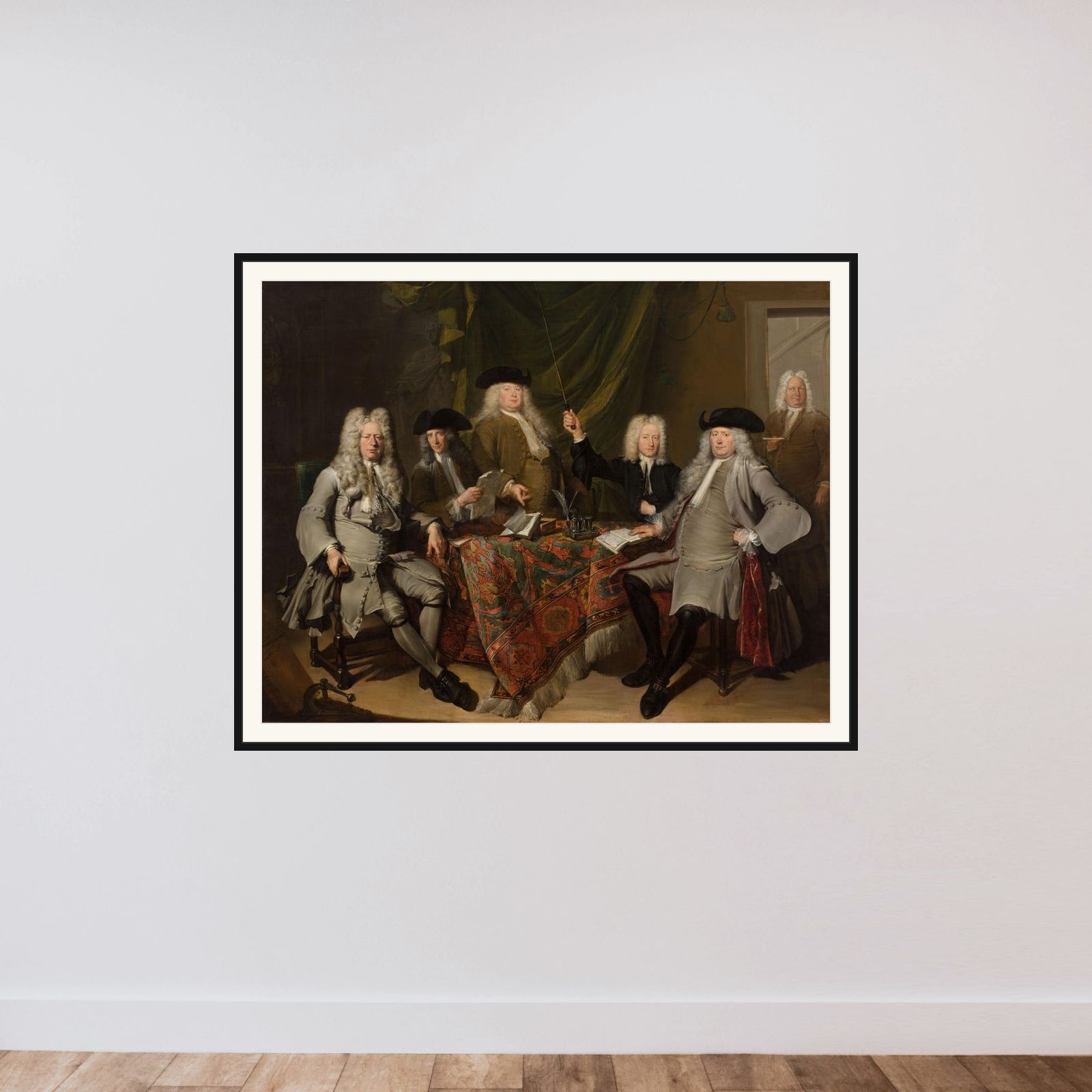 Portrait of the Inspectors of the Collegium Medicum framed — shown to scale