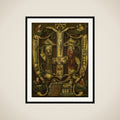 Monogram of Christ combined with Instruments of the Passion framed