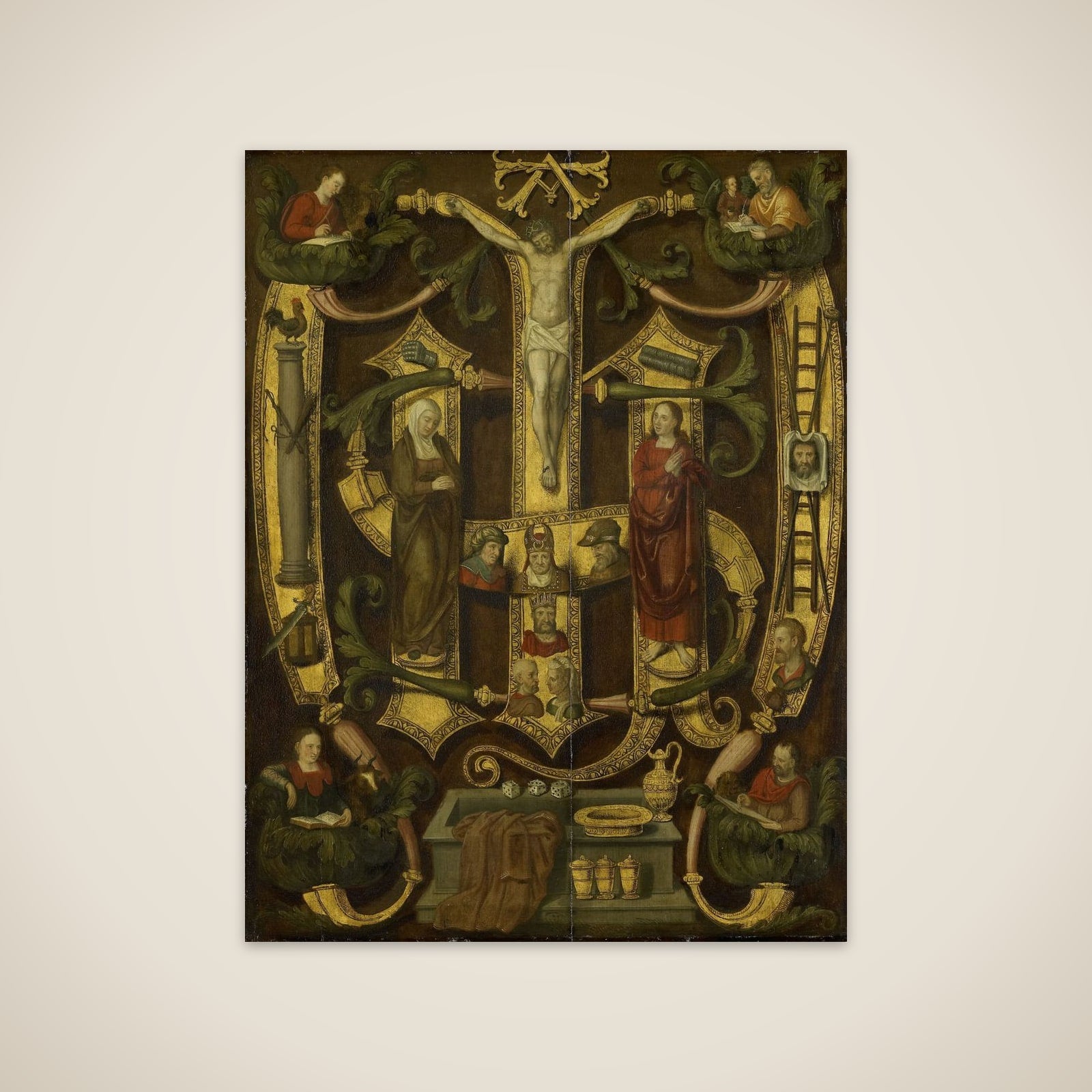 Monogram of Christ combined with Instruments of the Passion unframed print