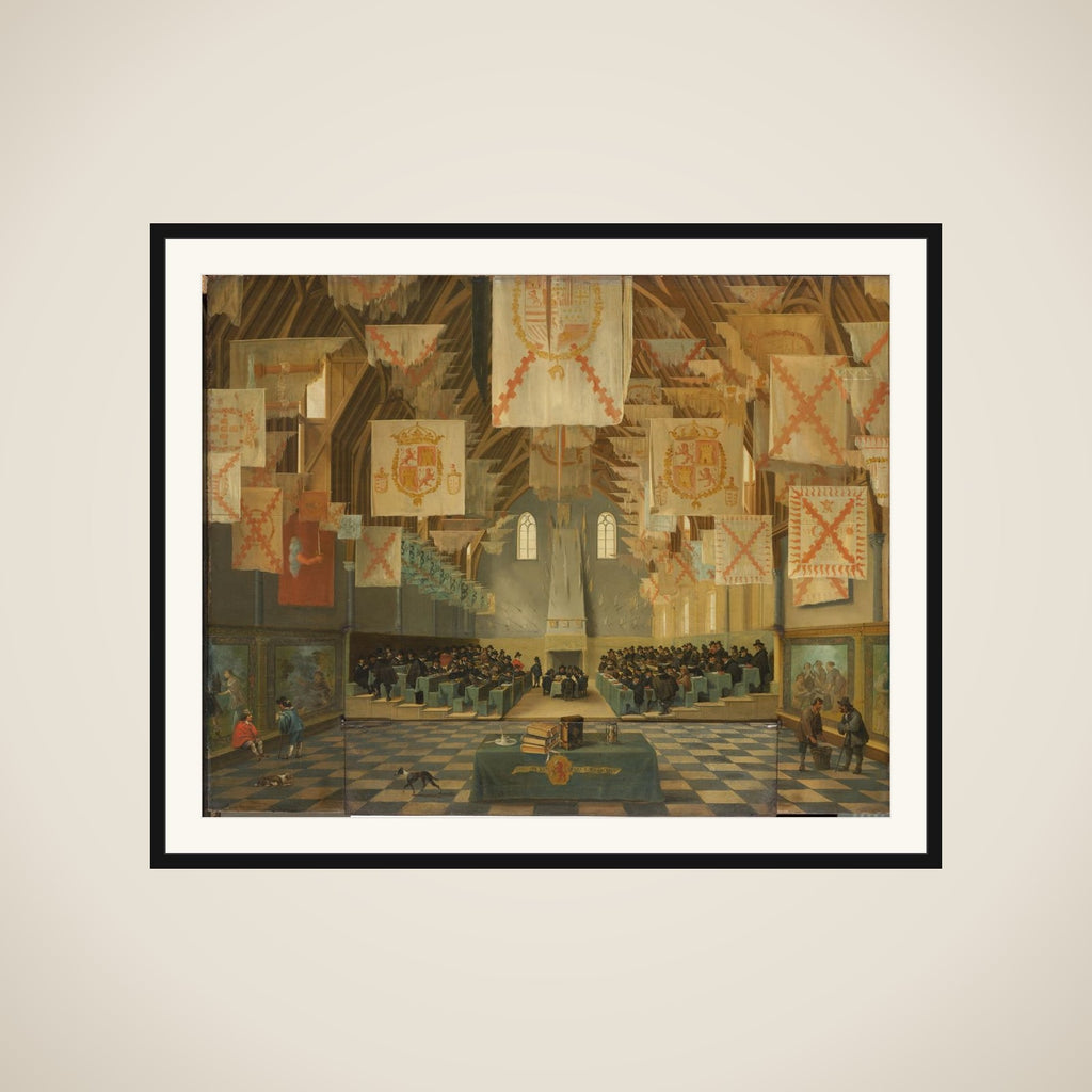 The Great Hall of the Binnenhof, The Hague, during the Great Assembly of the States-General in 1651 framed