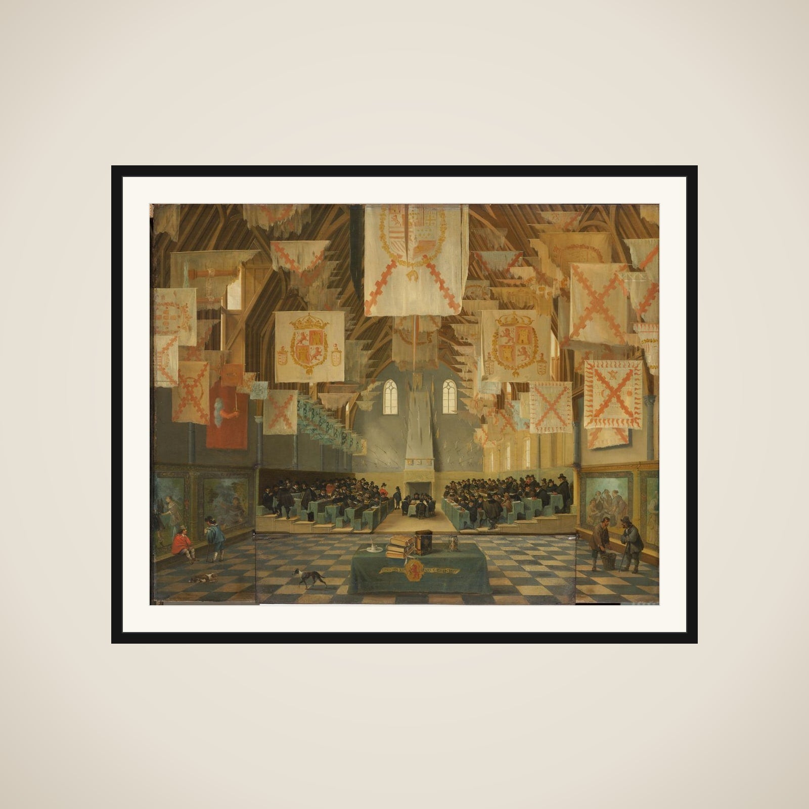 The Great Hall of the Binnenhof, The Hague, during the Great Assembly of the States-General in 1651 framed