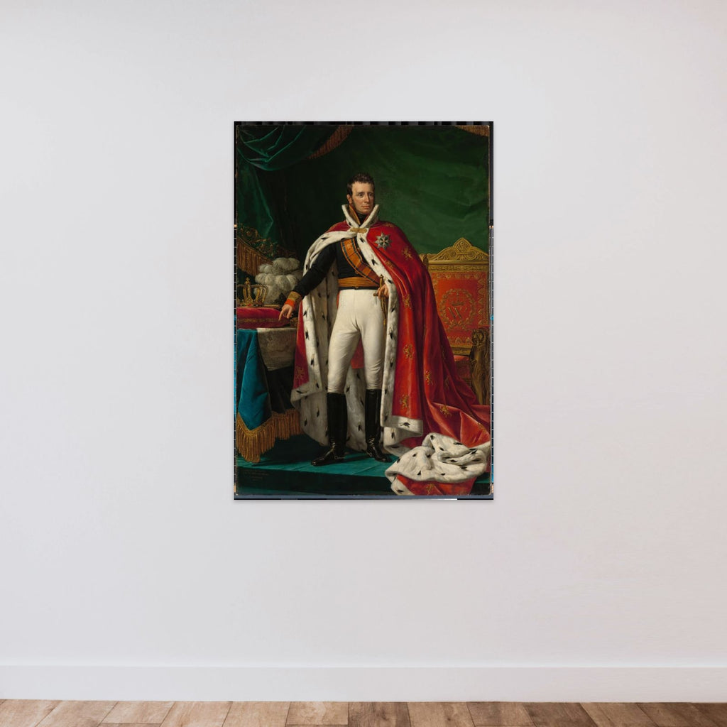 Portrait of William I, King of the Netherlands unframed — shown to scale