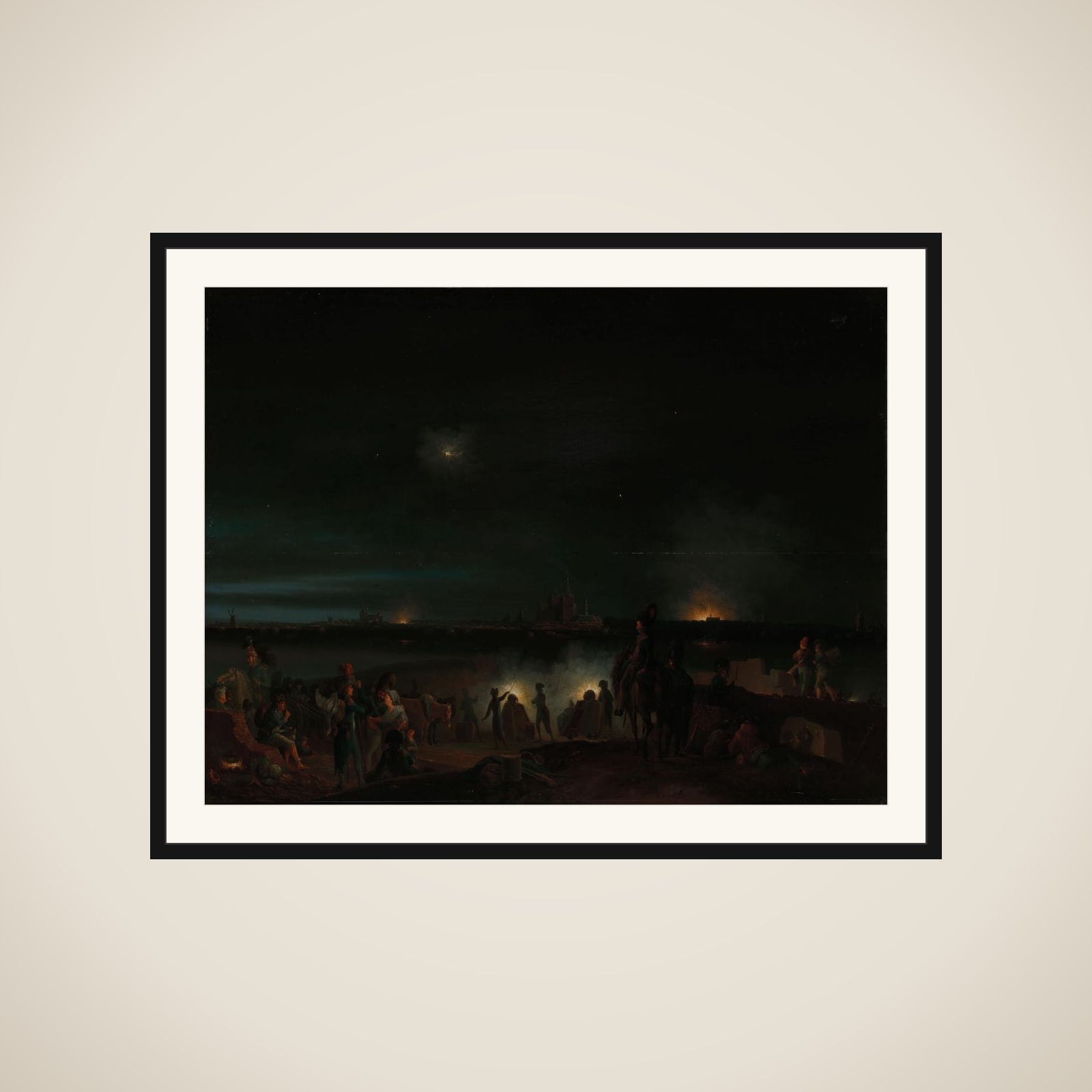 The Shelling of 's -Hertogenbosch by the French during the Siege of 1794, presumably in the Night of 25-26 September framed