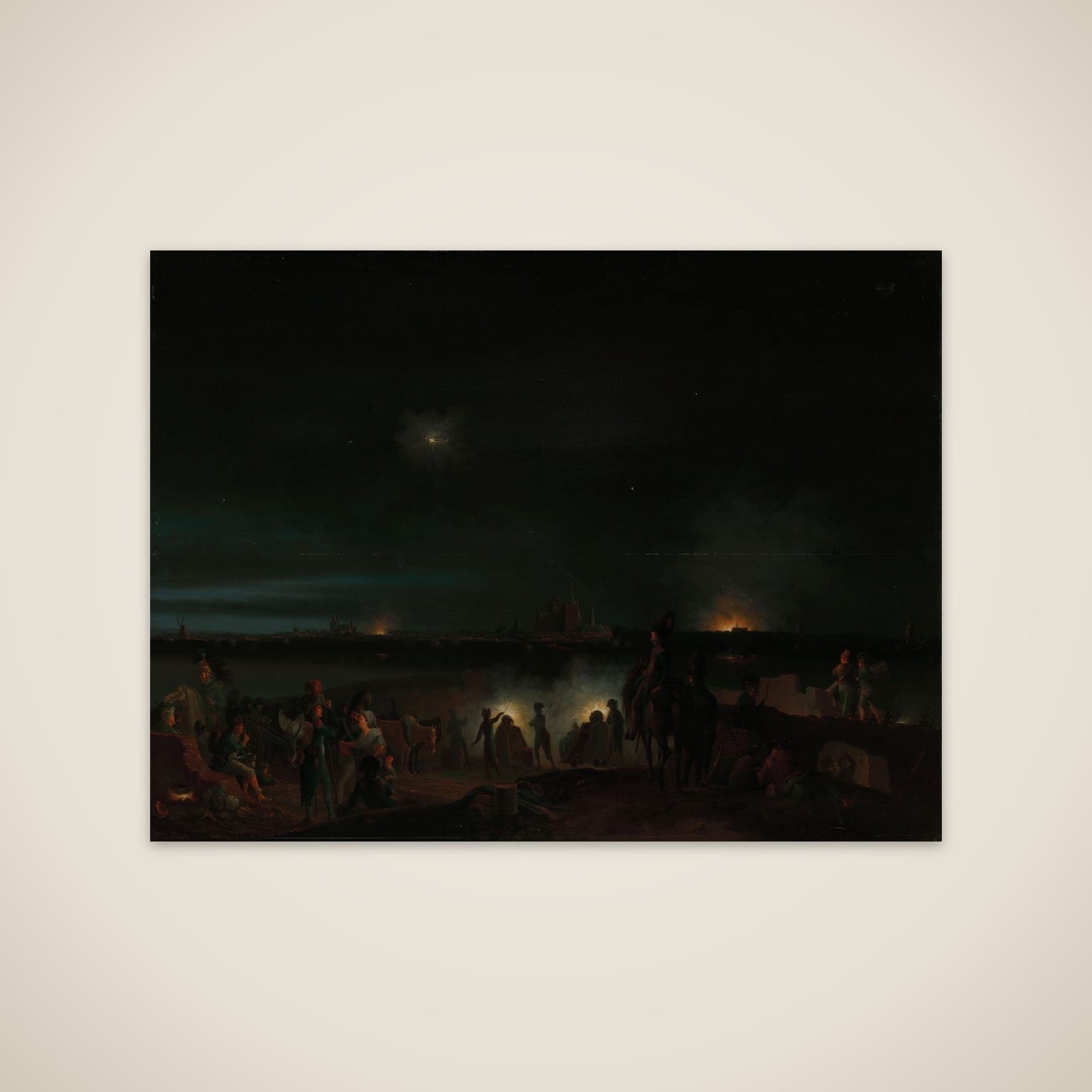 The Shelling of 's -Hertogenbosch by the French during the Siege of 1794, presumably in the Night of 25-26 September unframed print