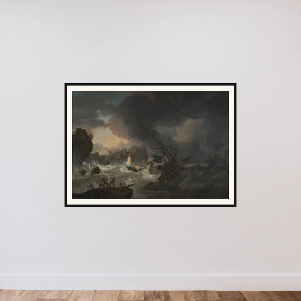 English Warships and a Moroccan chebec in Distress framed — shown to scale