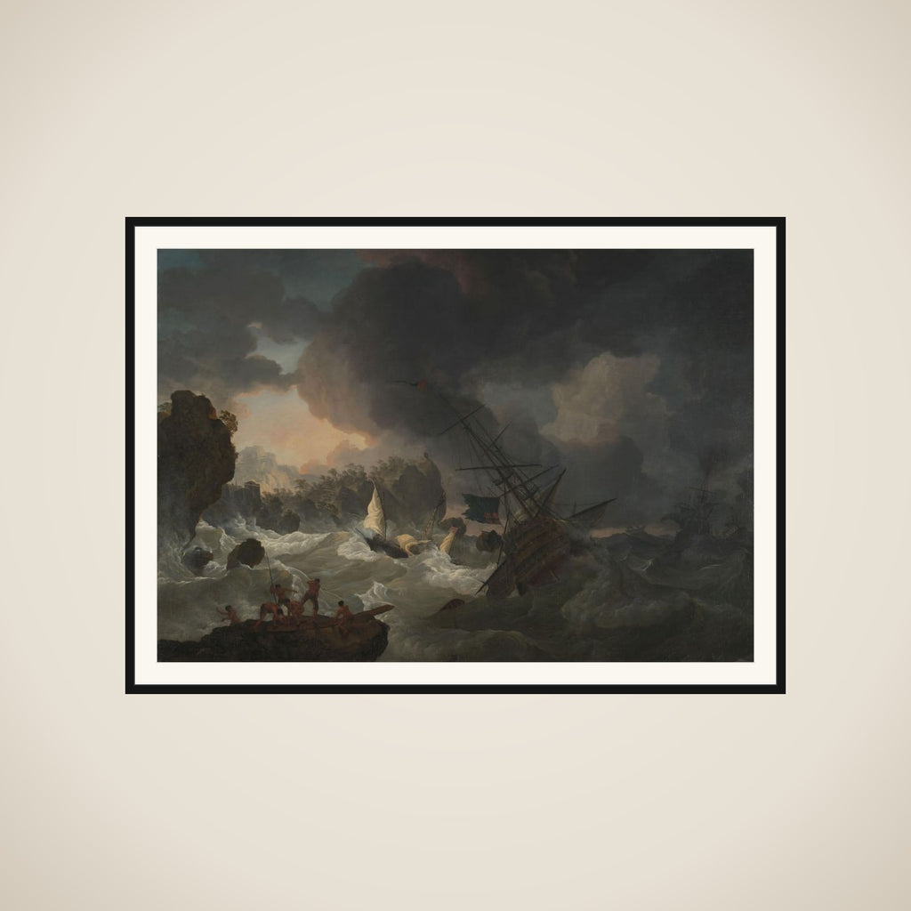 English Warships and a Moroccan chebec in Distress framed