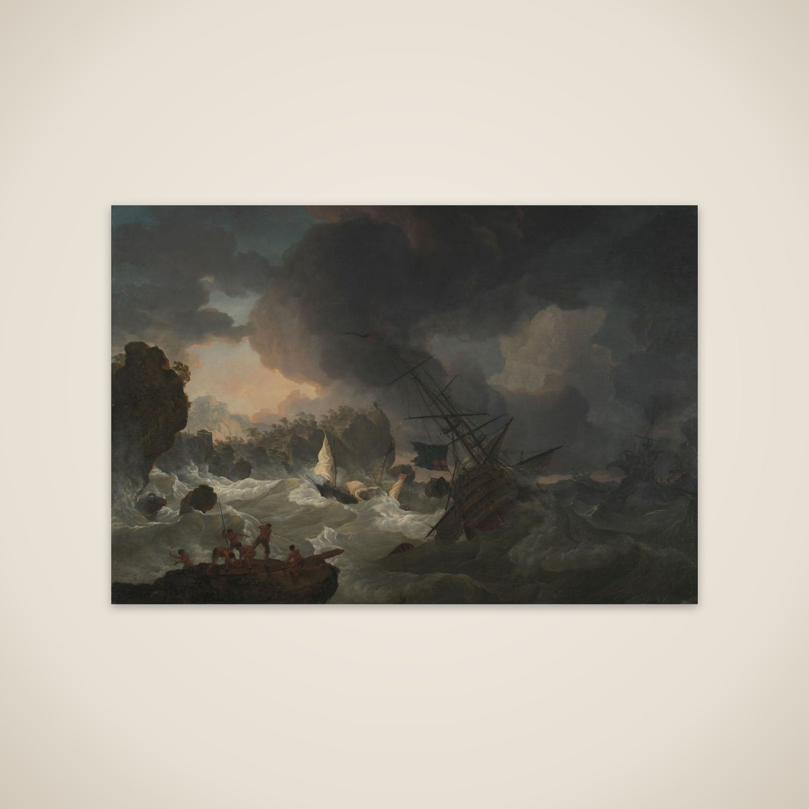 English Warships and a Moroccan chebec in Distress unframed print