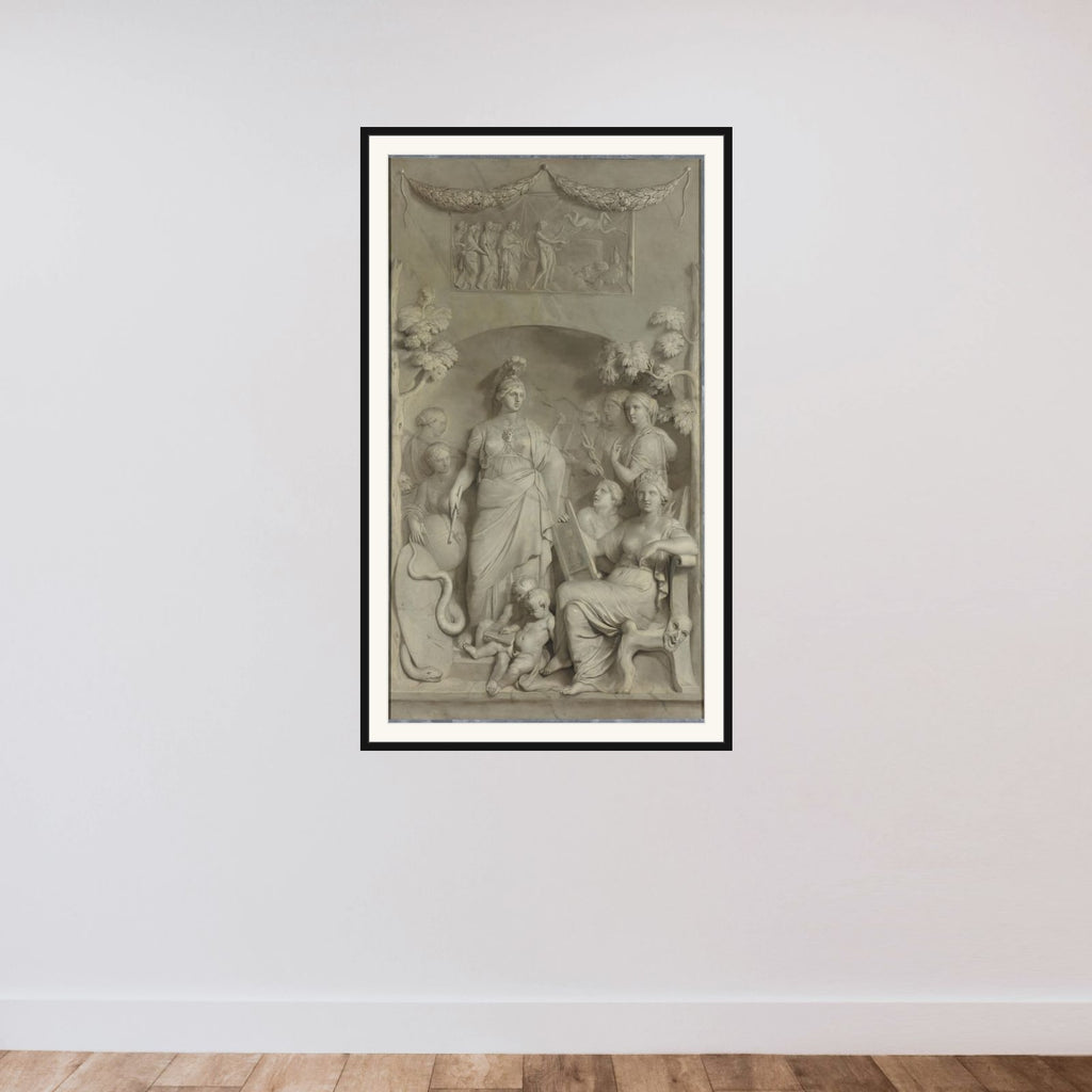 Allegory of the Sciences framed — shown to scale