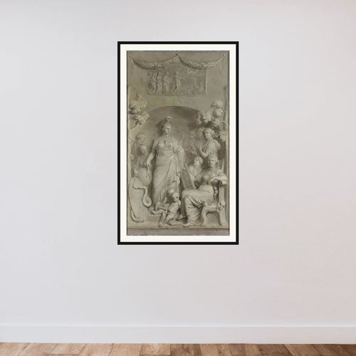 Allegory of the Sciences framed — shown to scale