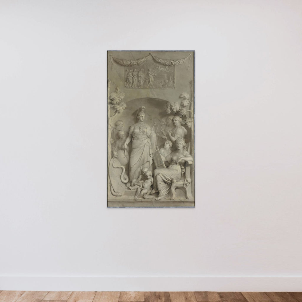 Allegory of the Sciences unframed — shown to scale