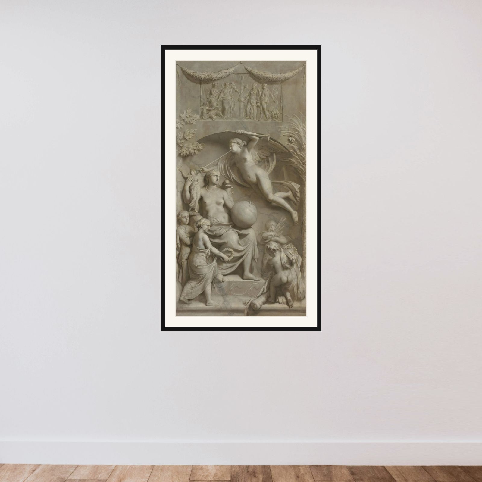 Allegory of Fame framed — shown to scale