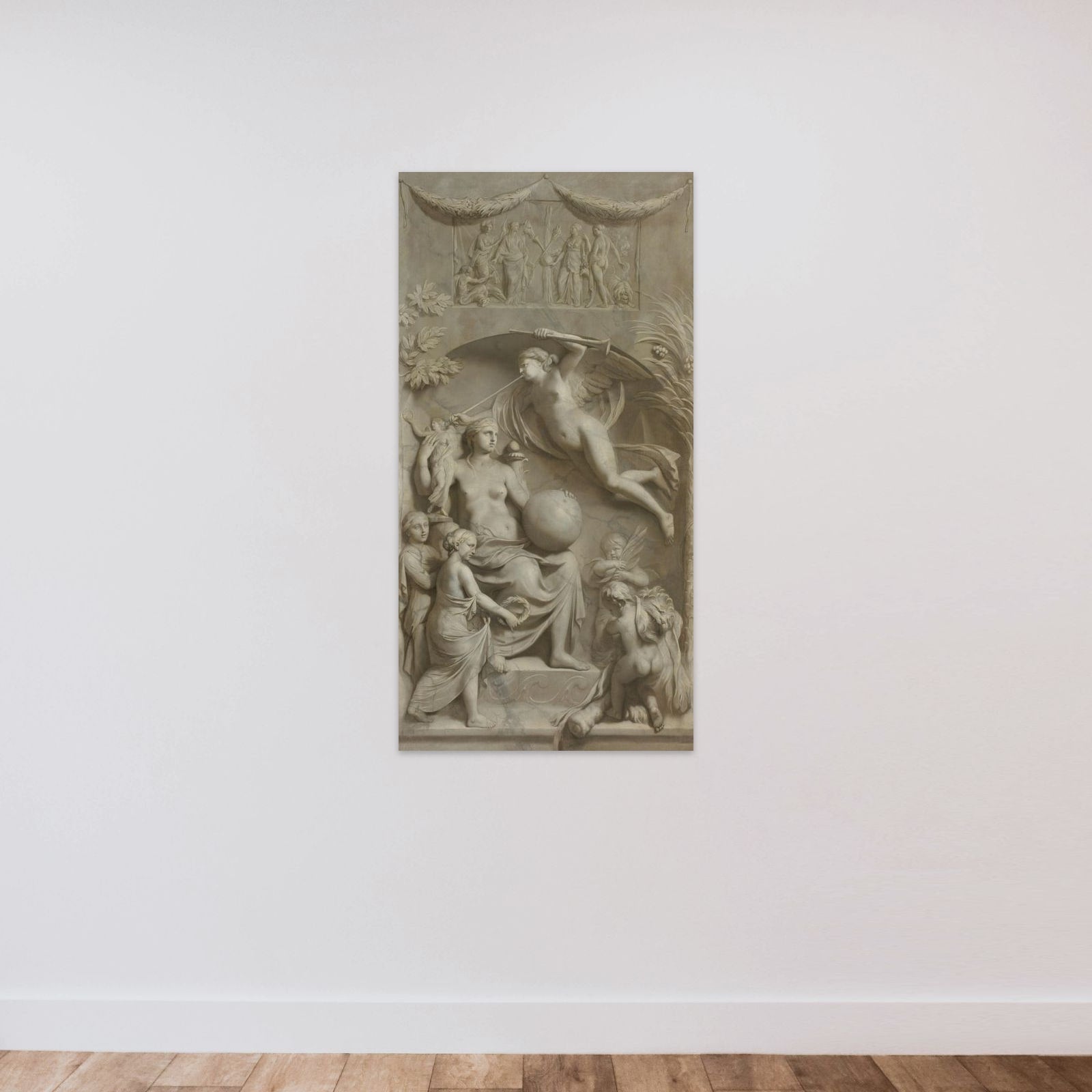 Allegory of Fame unframed — shown to scale