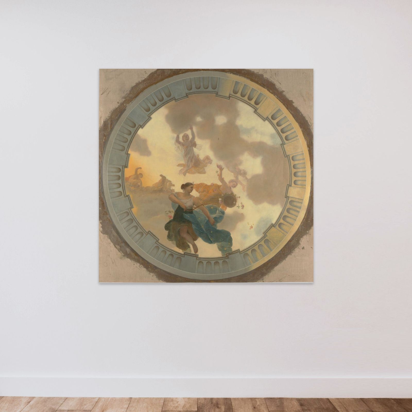 Five-part Ceiling Decoration for the Great Hall of Soestdijk Palace unframed — shown to scale