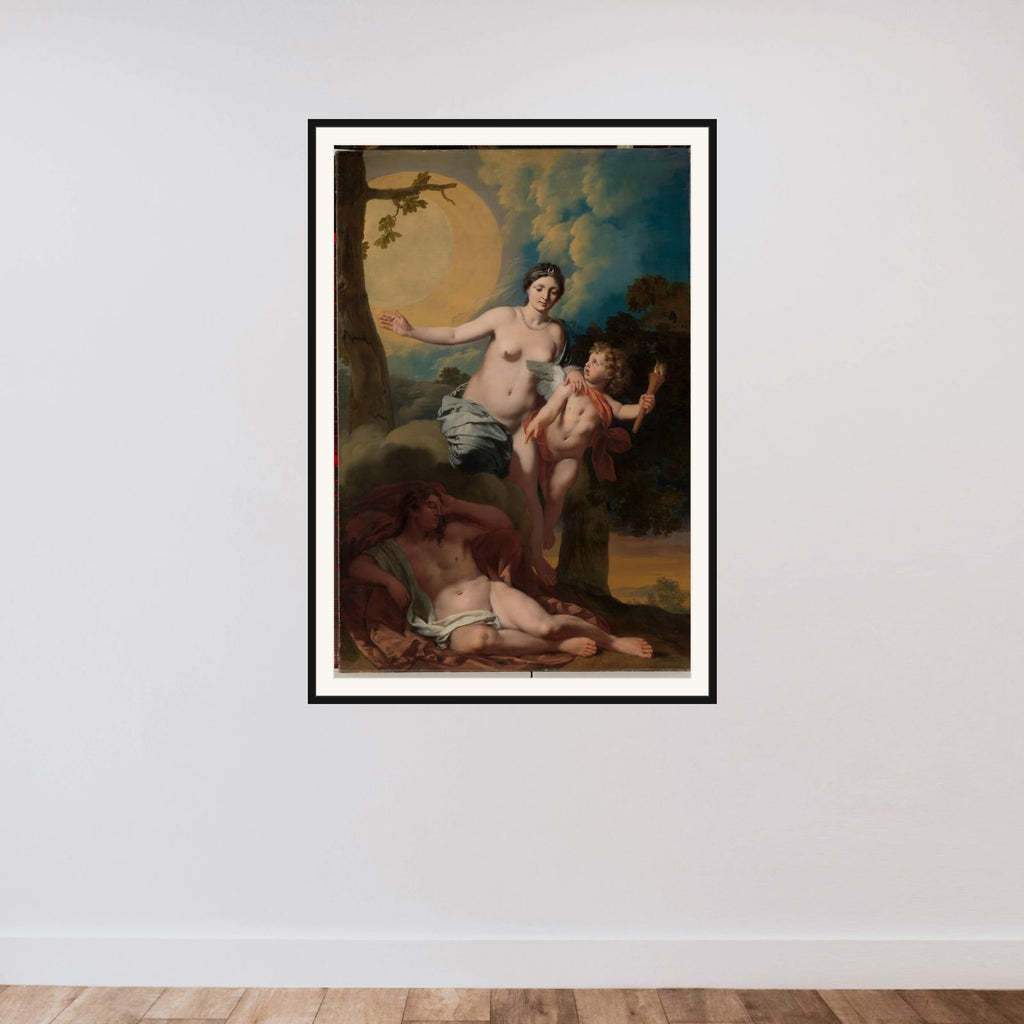 Selene and Endymion framed — shown to scale