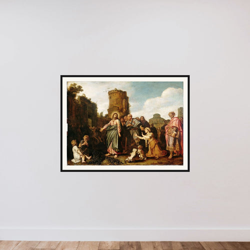 Christ and the Woman of Canaan framed — shown to scale