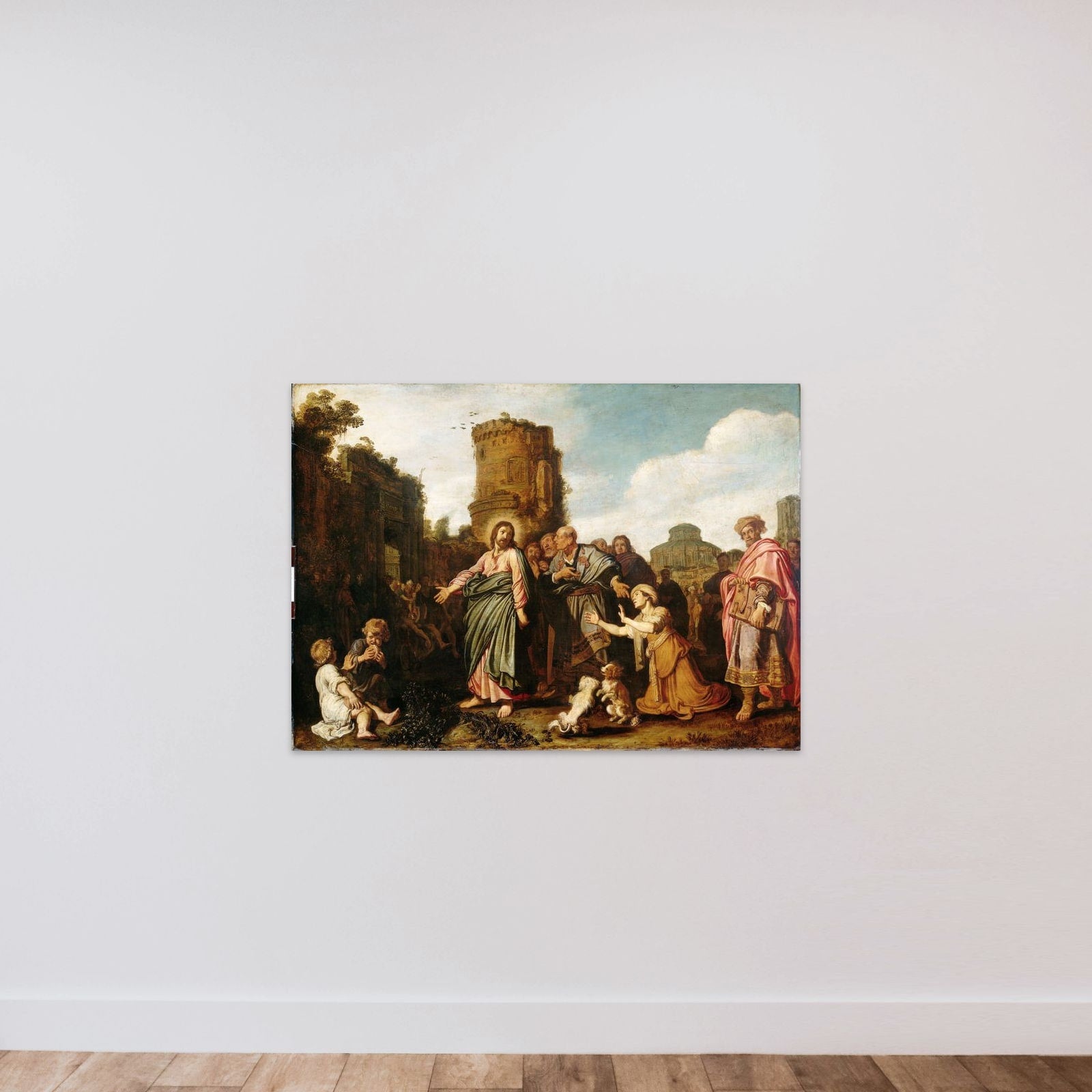 Christ and the Woman of Canaan unframed — shown to scale