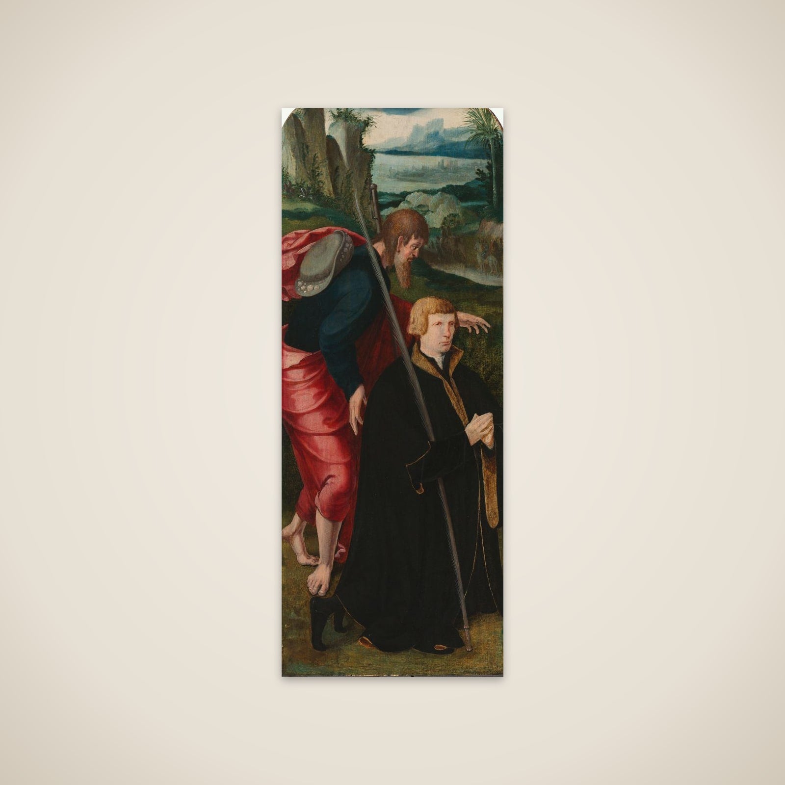 Inner Left Wing of a Triptych with the Male Donor and St James the Greater unframed print