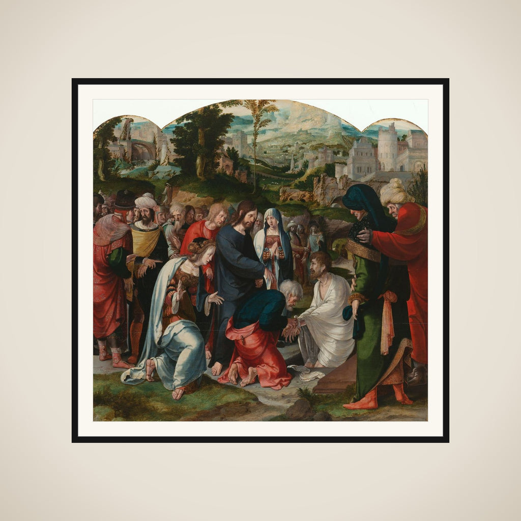 Centre Panel of a Triptych with the Raising of Lazarus framed
