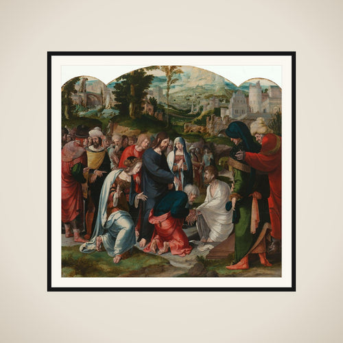 Centre Panel of a Triptych with the Raising of Lazarus framed