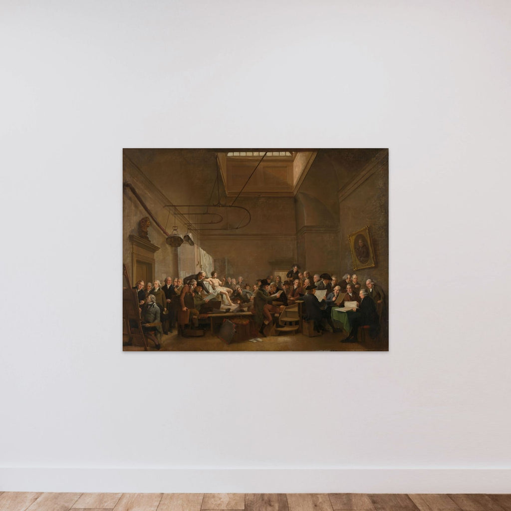The Drawing Room of the Felix Meritis Society in Amsterdam with Portraits of Artists, Collectors of Paintings and Drawings, and some Art Dealers unframed — shown to scale