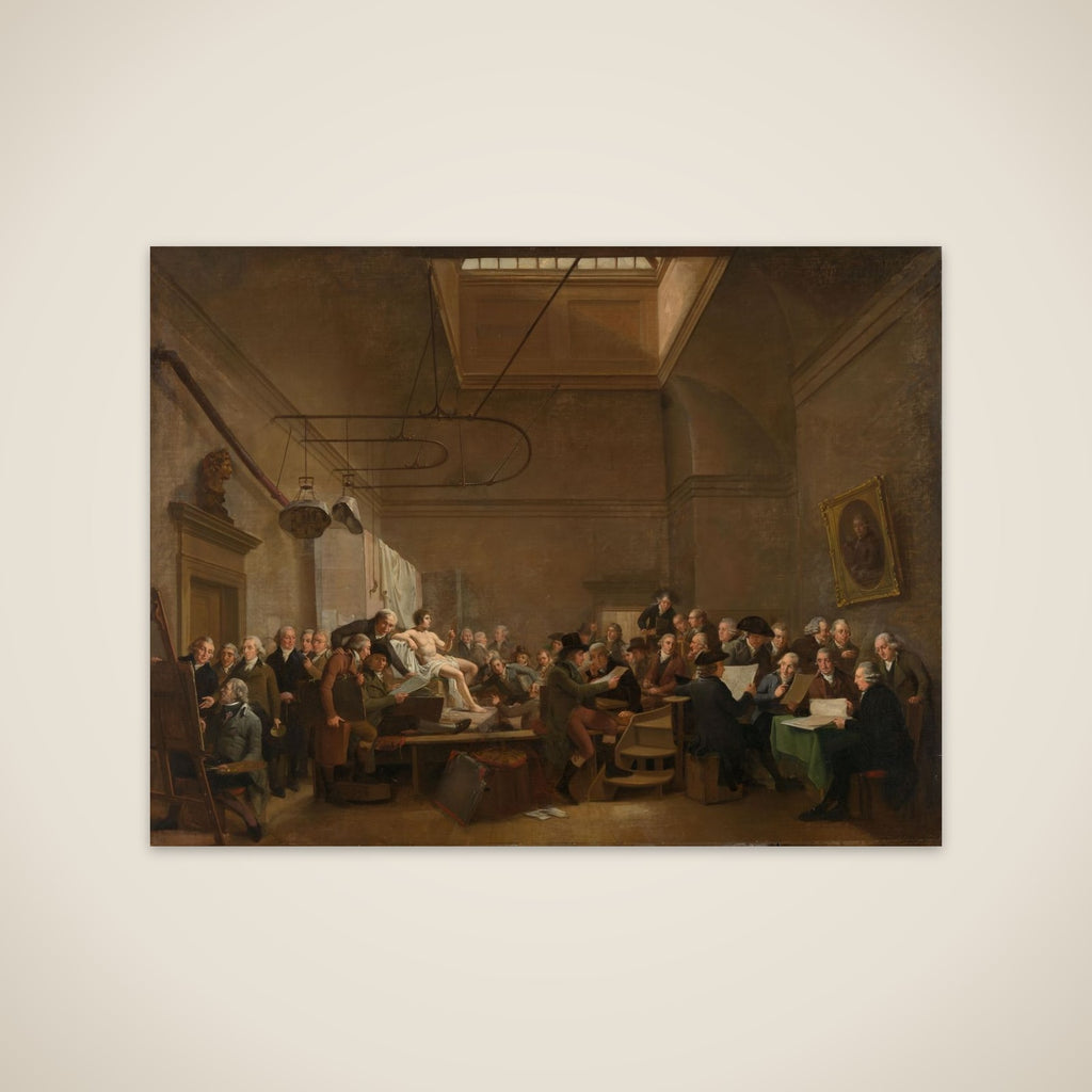 The Drawing Room of the Felix Meritis Society in Amsterdam with Portraits of Artists, Collectors of Paintings and Drawings, and some Art Dealers unframed print