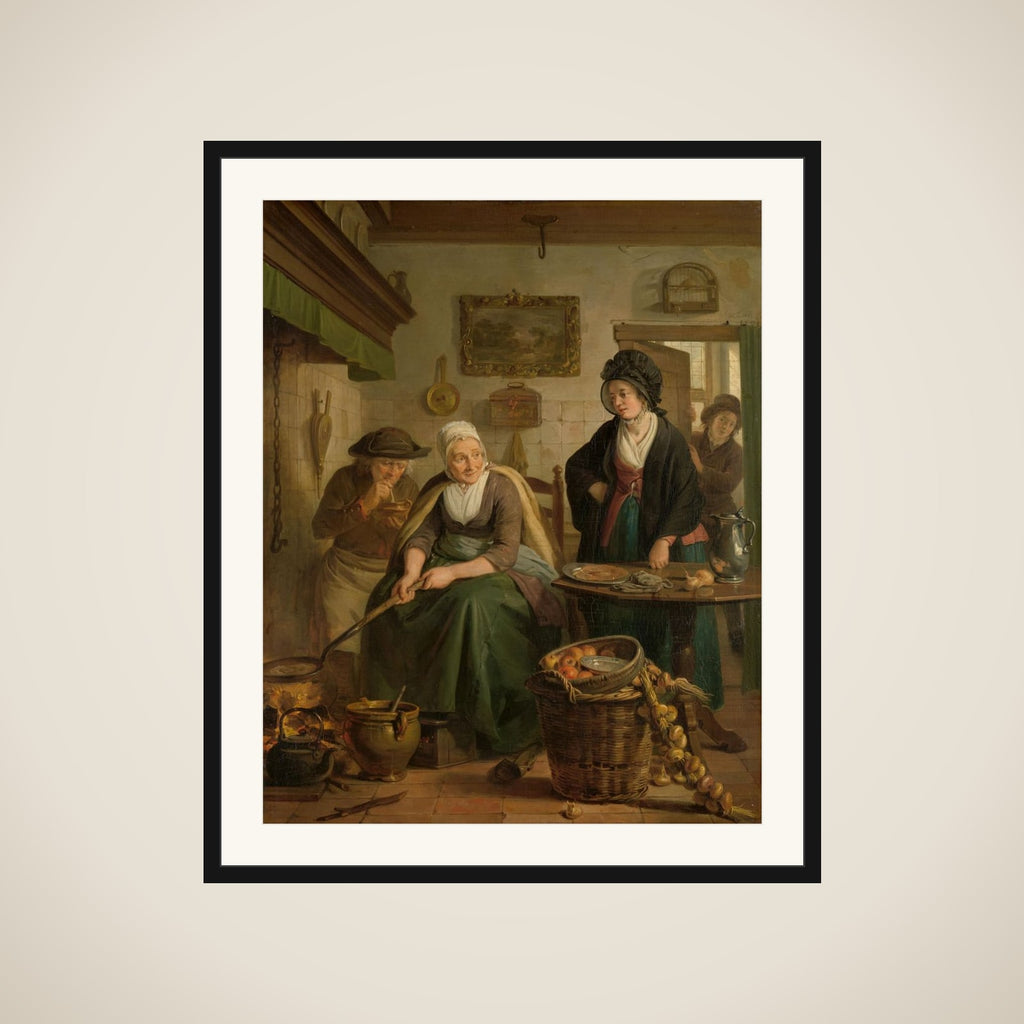 Old Woman making Pancakes framed