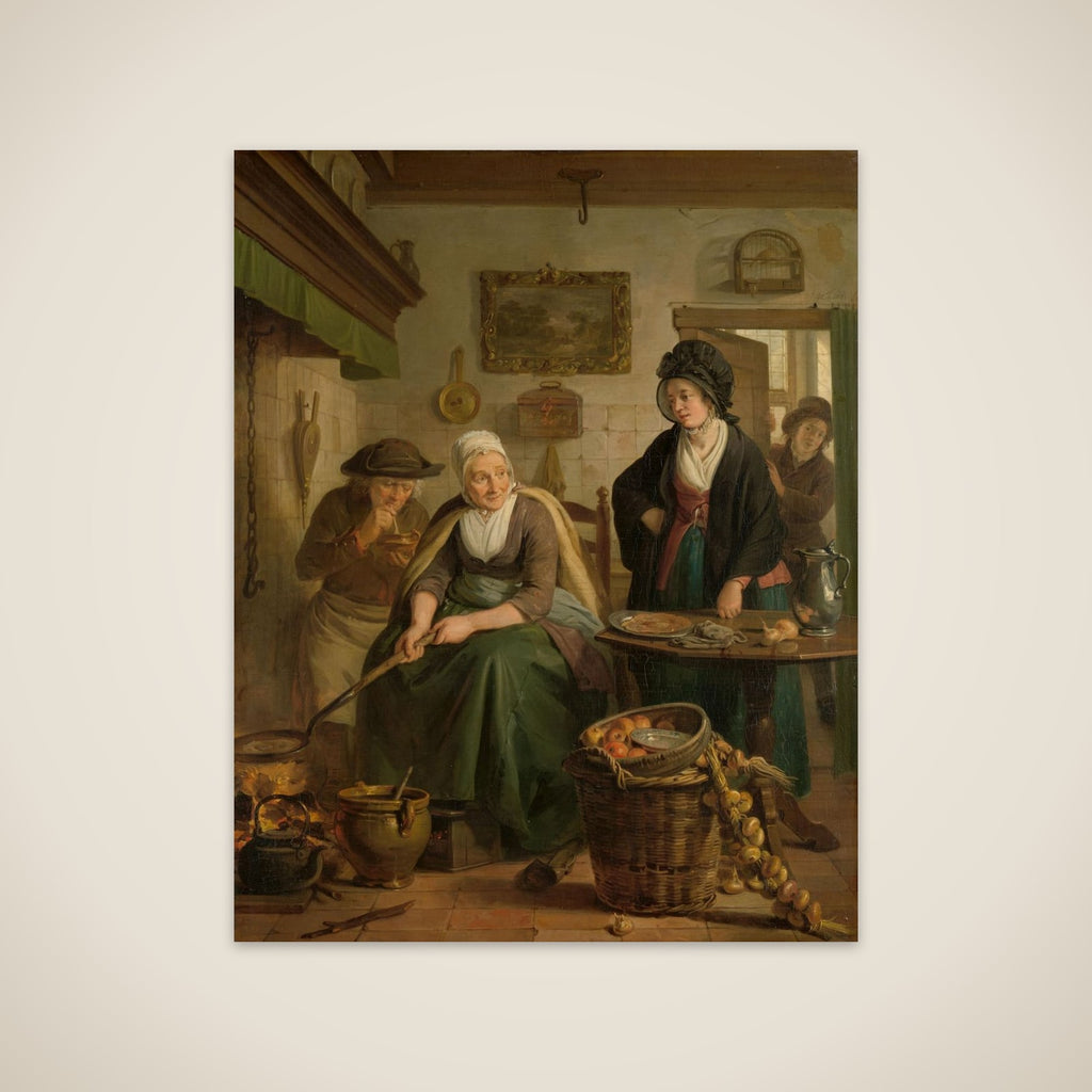 Old Woman making Pancakes unframed print